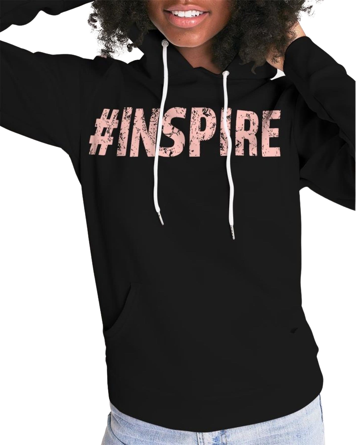 Womens Hoodie - Pullover Hooded Sweatshirt - Pink Graphic / Inspire-4