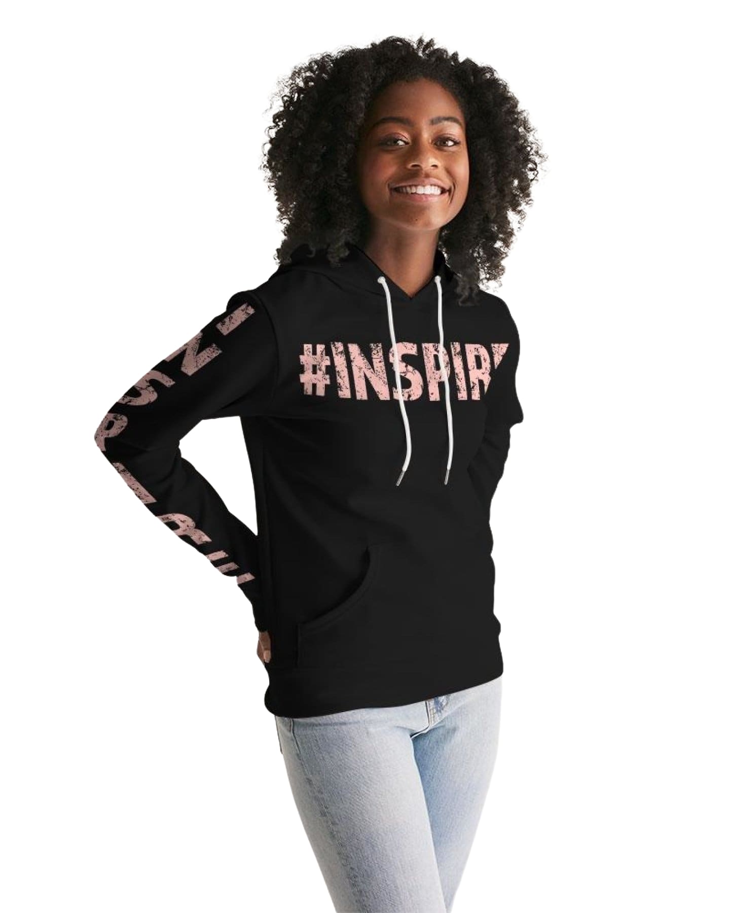 Womens Hoodie - Pullover Hooded Sweatshirt - Pink Graphic / Inspire-2