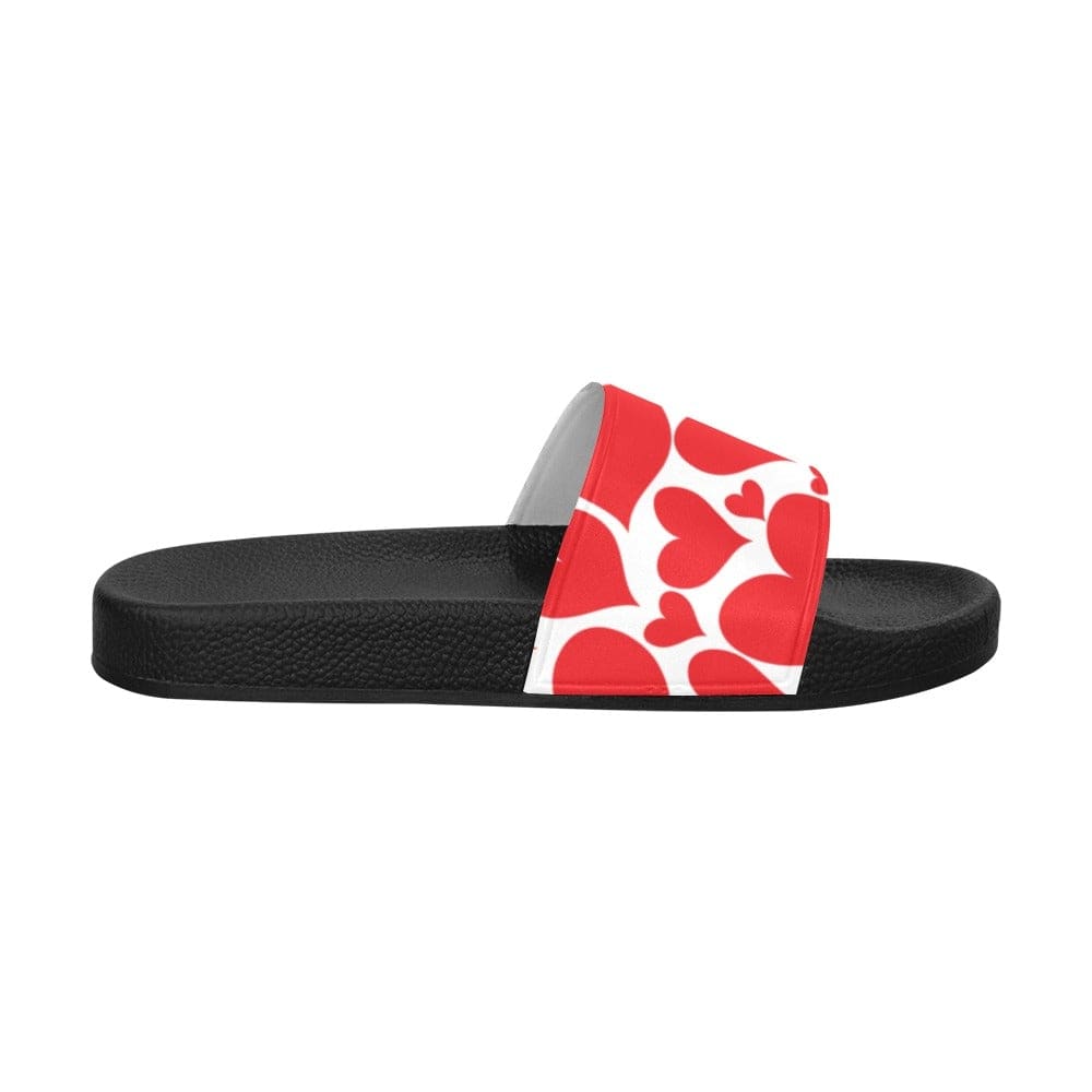 Womens Slide Sandals, Love Red Hearts-0