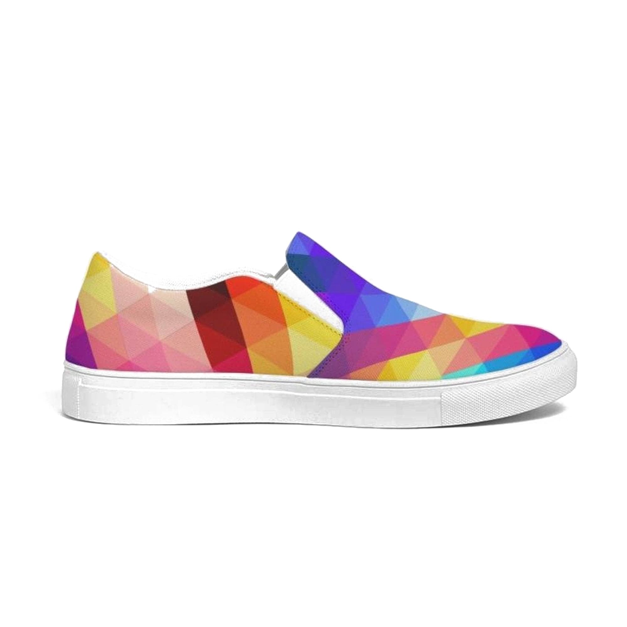 Womens Sneakers - Canvas Slip On Shoes, Multicolor Retro Print-0