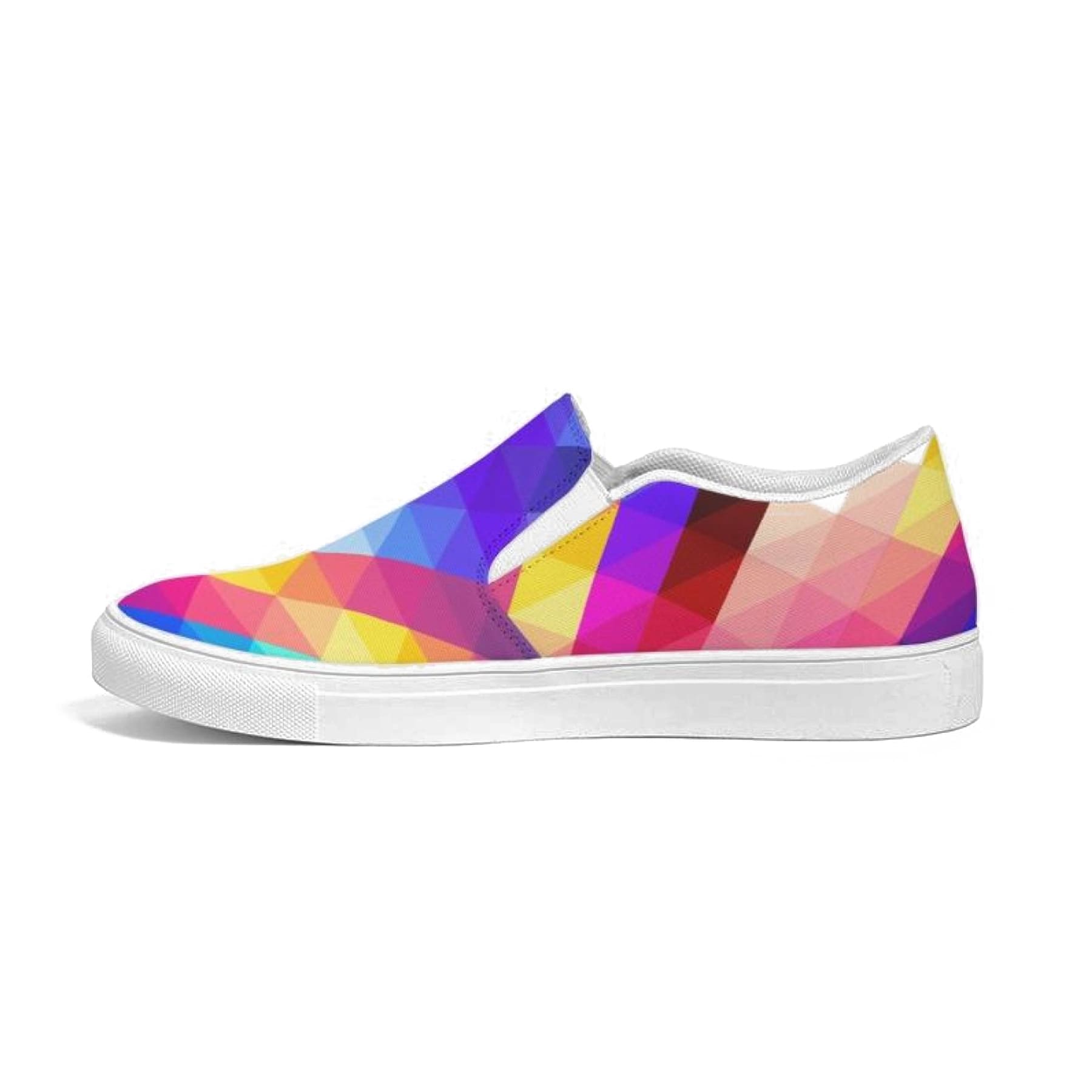 Womens Sneakers - Canvas Slip On Shoes, Multicolor Retro Print-1