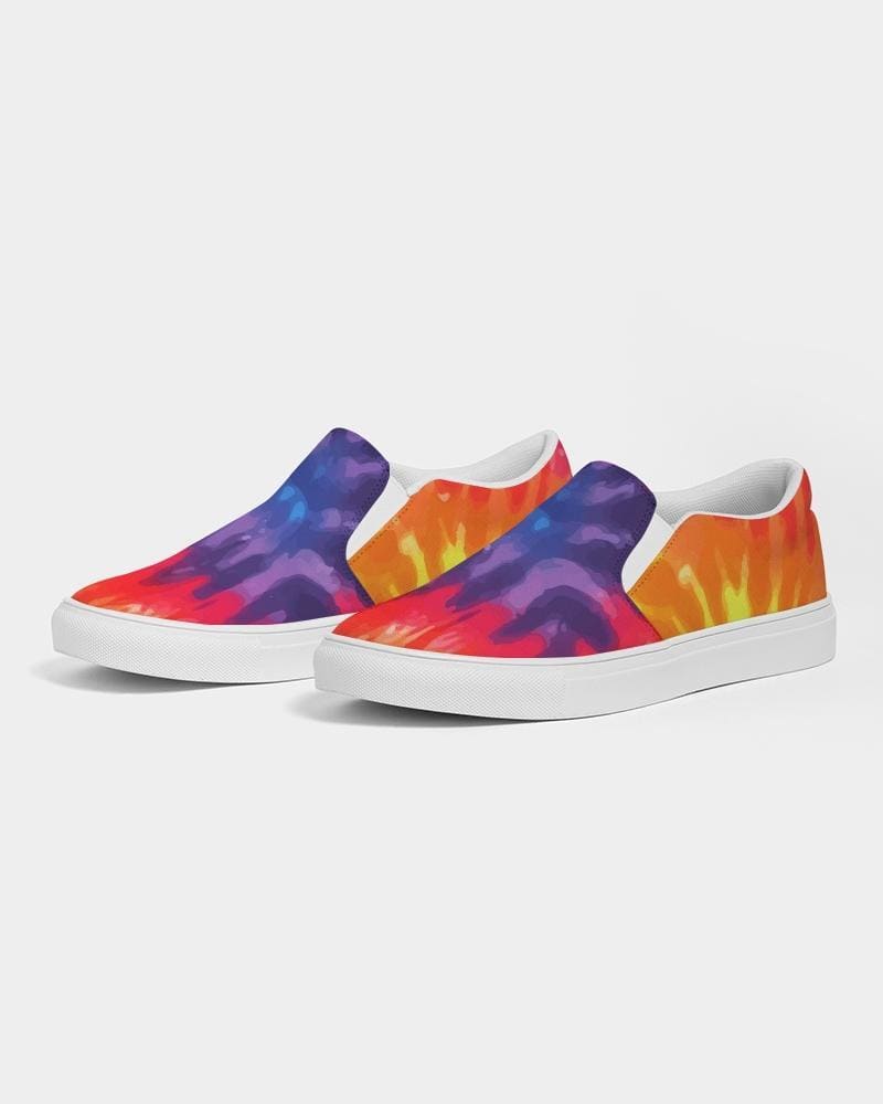 Womens Sneakers - Peace & Love Tie-dye Style Low Top Slip-on Canvas Shoes-4