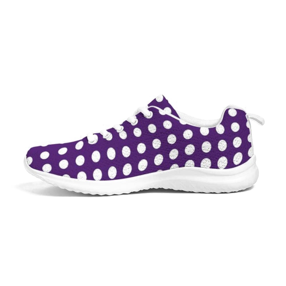 Womens Sneakers - Purple Polka Dot Canvas Sports Shoes / Running-1