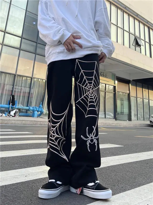 Spider Print Baggy Harem Pants - Men's Hip Hop Casual Trousers, Summer 2024 Y2K Fashion