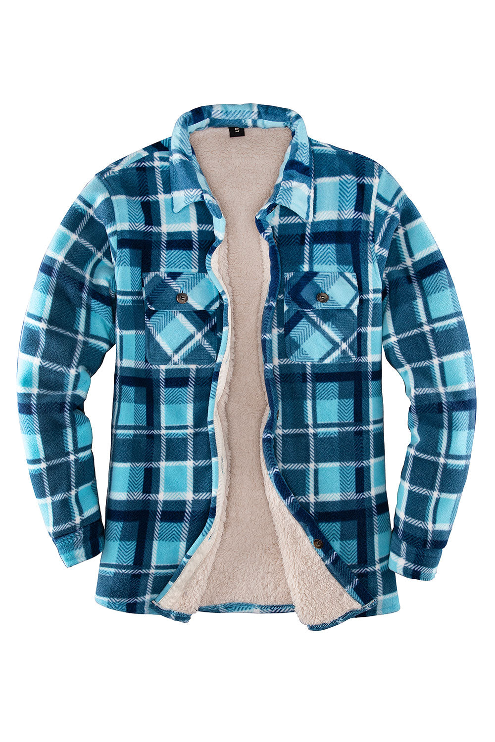 Women's Sherpa Lined Throughout Shirt Jacket Button Up Plaid Jacket-4