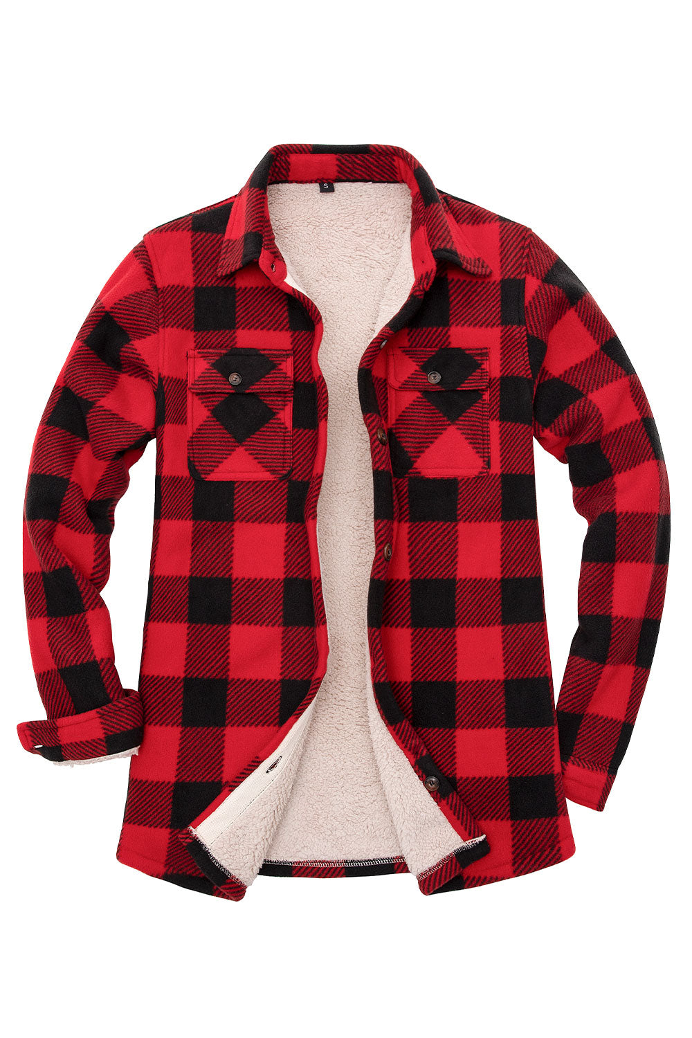 Women's Sherpa Lined Throughout Shirt Jacket Button Up Plaid Jacket-11