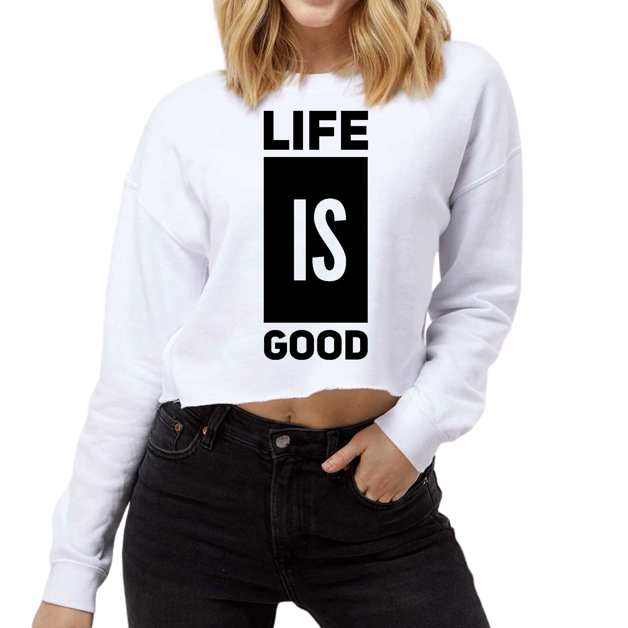 Womens Cropped Graphic Sweatshirt, Life is Good-0