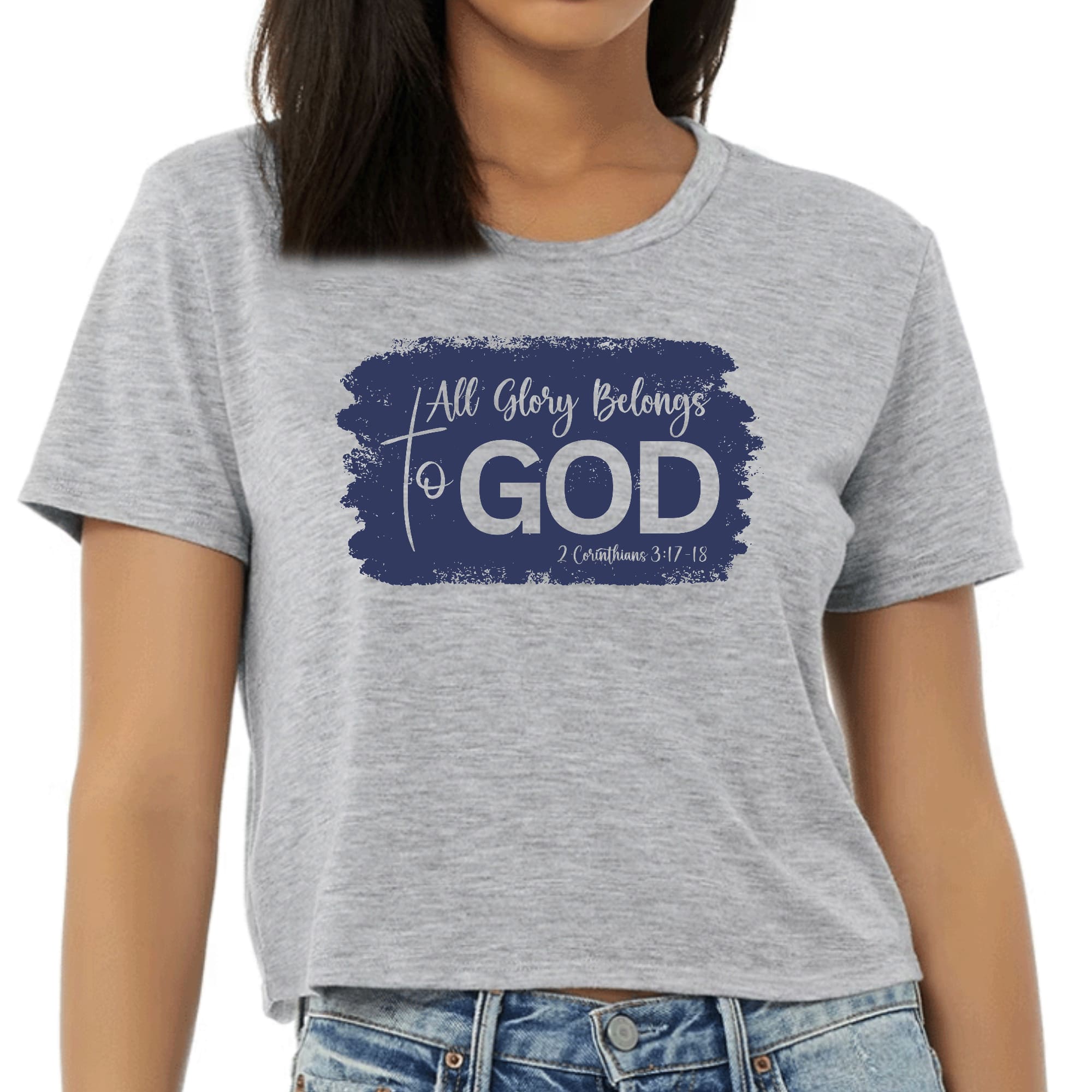 Womens Cropped Graphic T-shirt, All Glory Belongs to God Christian-3