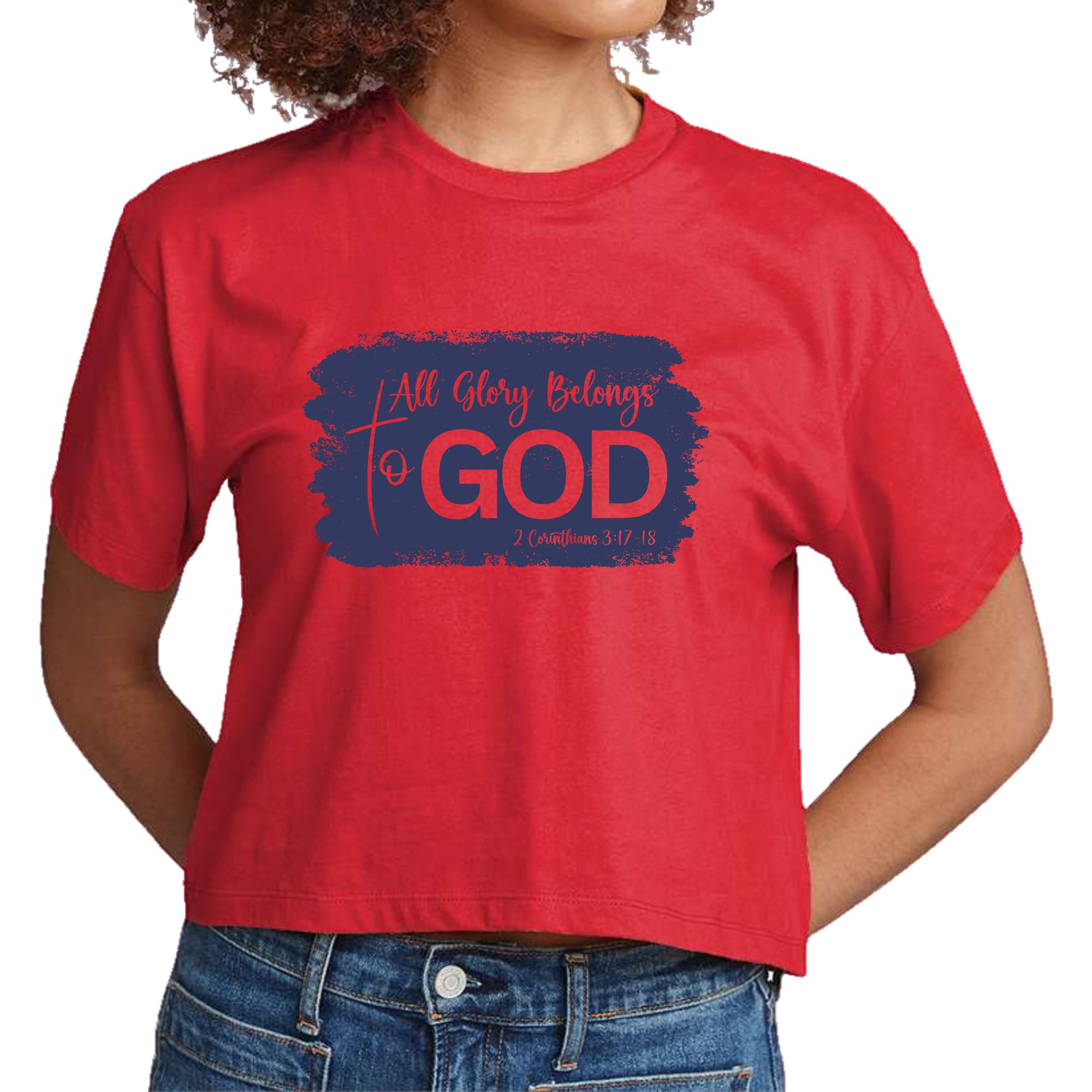 Womens Cropped Graphic T-shirt, All Glory Belongs to God Christian-1