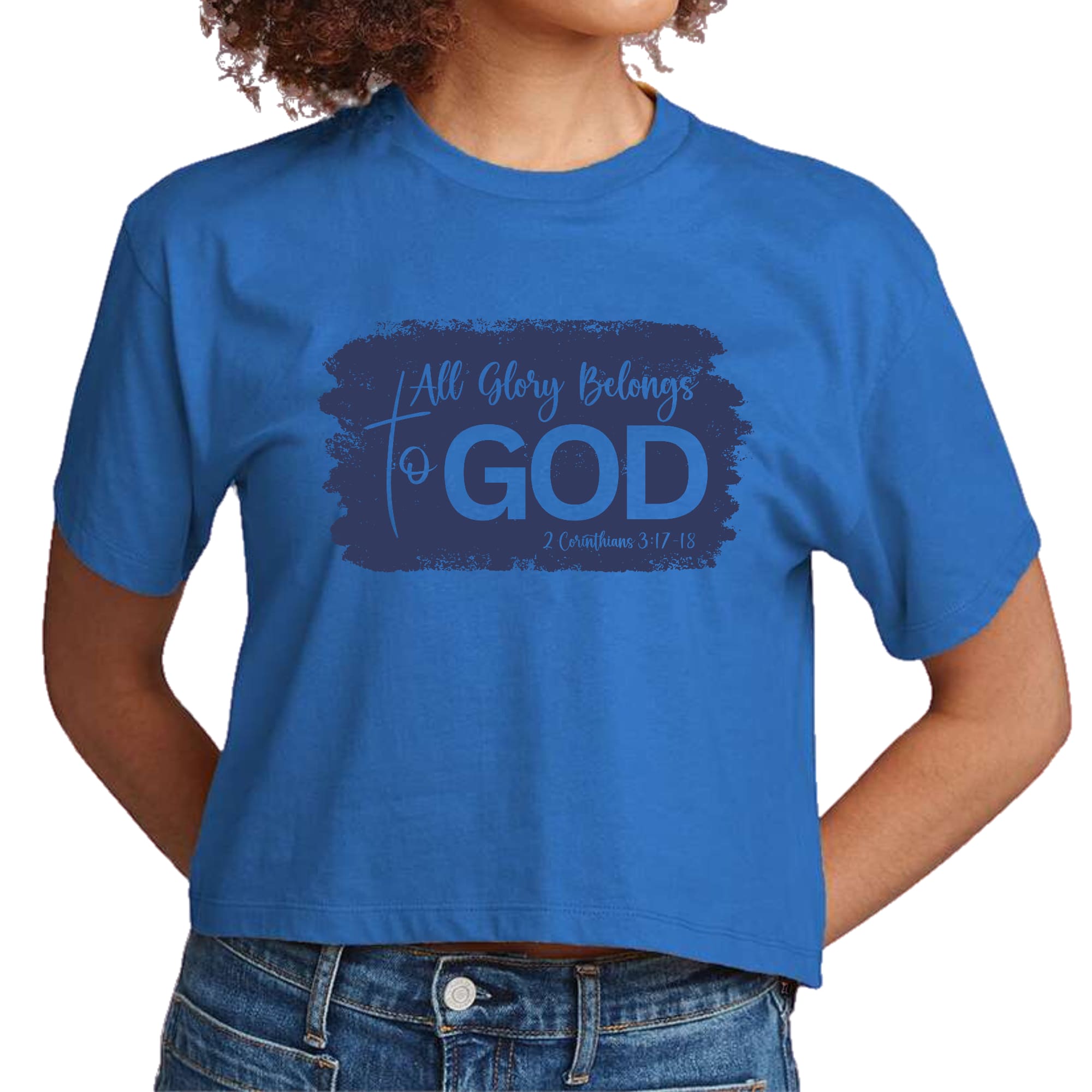 Womens Cropped Graphic T-shirt, All Glory Belongs to God Christian-2