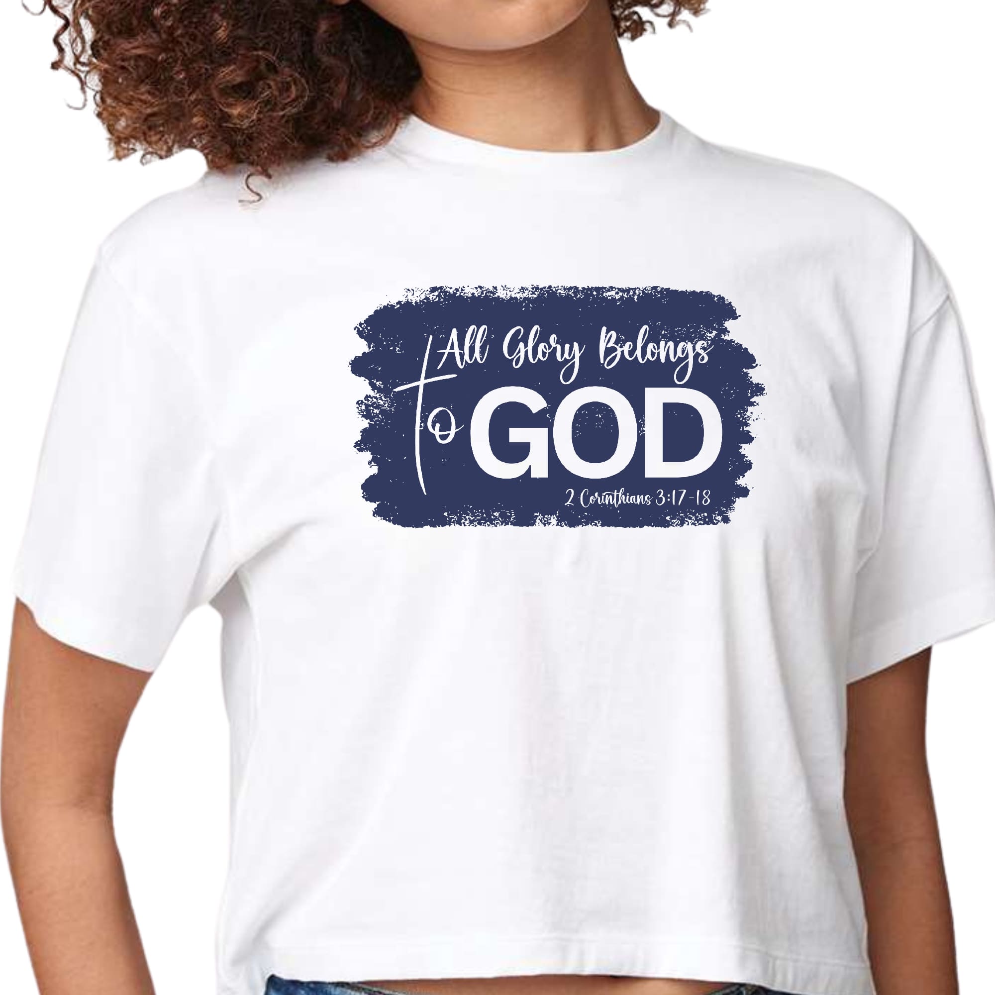 Womens Cropped Graphic T-shirt, All Glory Belongs to God Christian-0