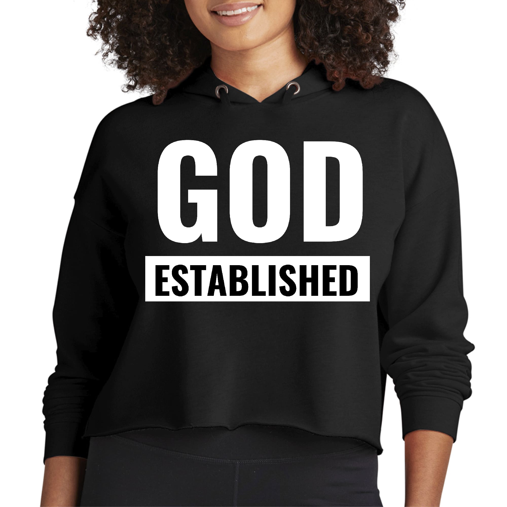 Womens Cropped Hoodie God Established-0