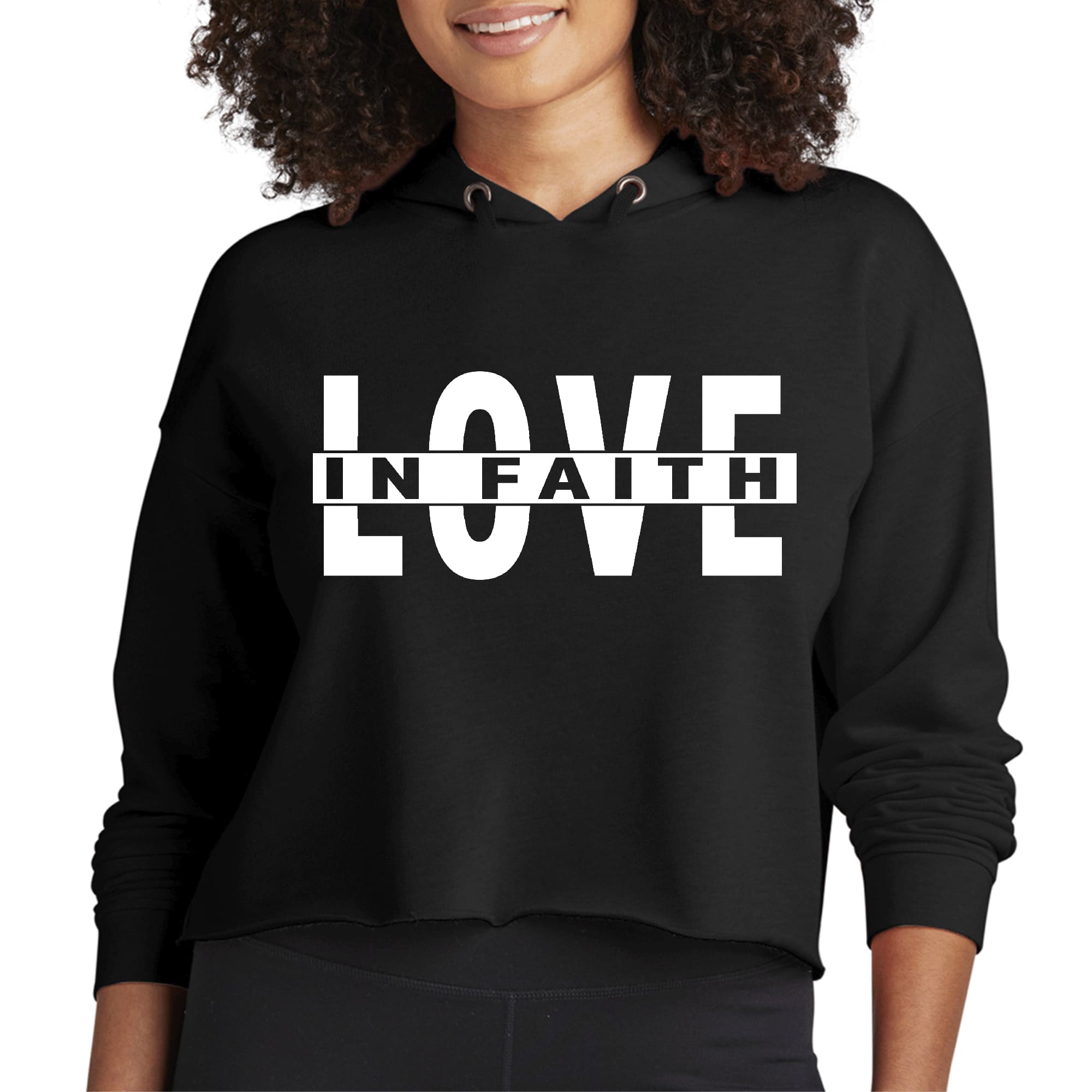 Womens Cropped Hoodie Love in Faith-0