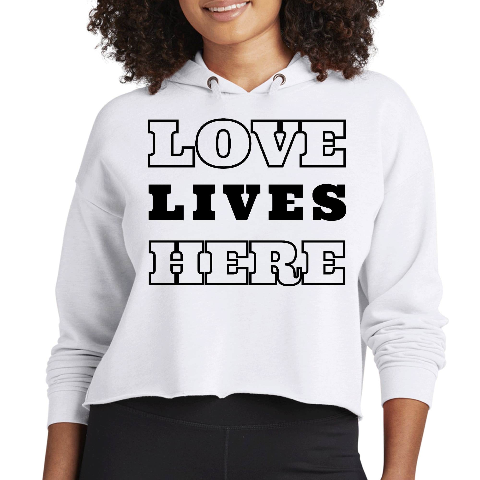 Womens Cropped Hoodie Love Lives Here-0