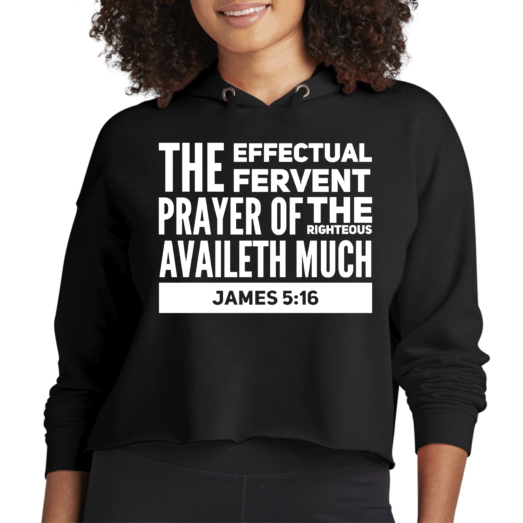 Womens Cropped Hoodie The Effectual Fervent Prayer - James 5:16-0