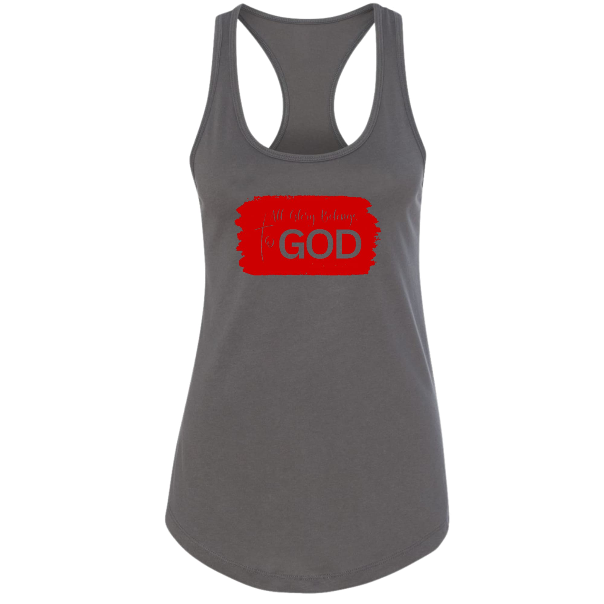 Womens Fitness Tank Top Graphic T-shirt, All Glory Belongs to God, Red-5