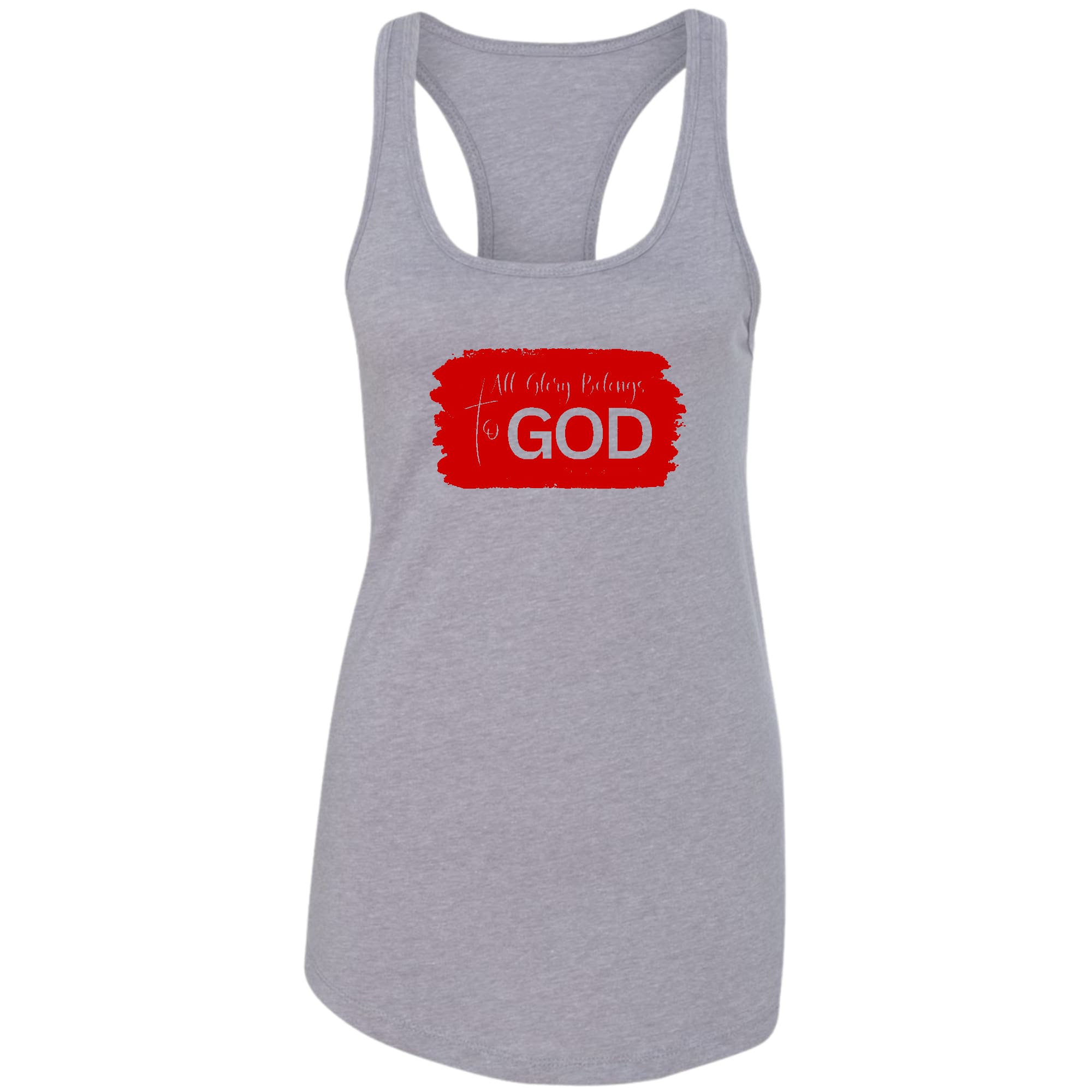 Womens Fitness Tank Top Graphic T-shirt, All Glory Belongs to God, Red-6