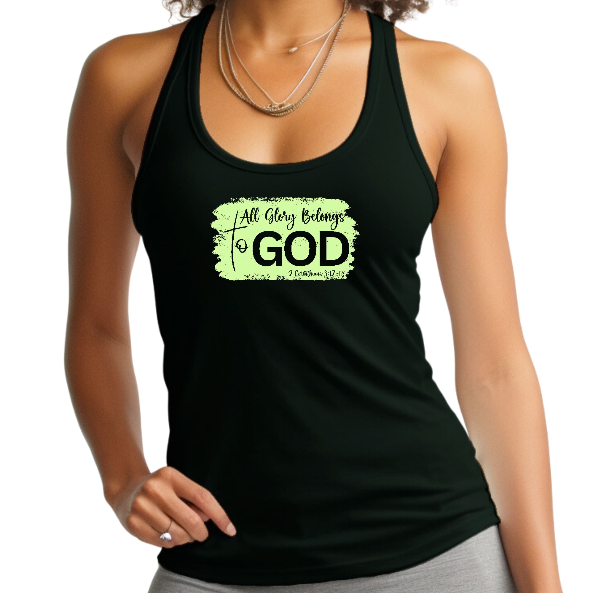 Womens Fitness Tank Top Graphic T-shirt, All Glory Belongs to God-0