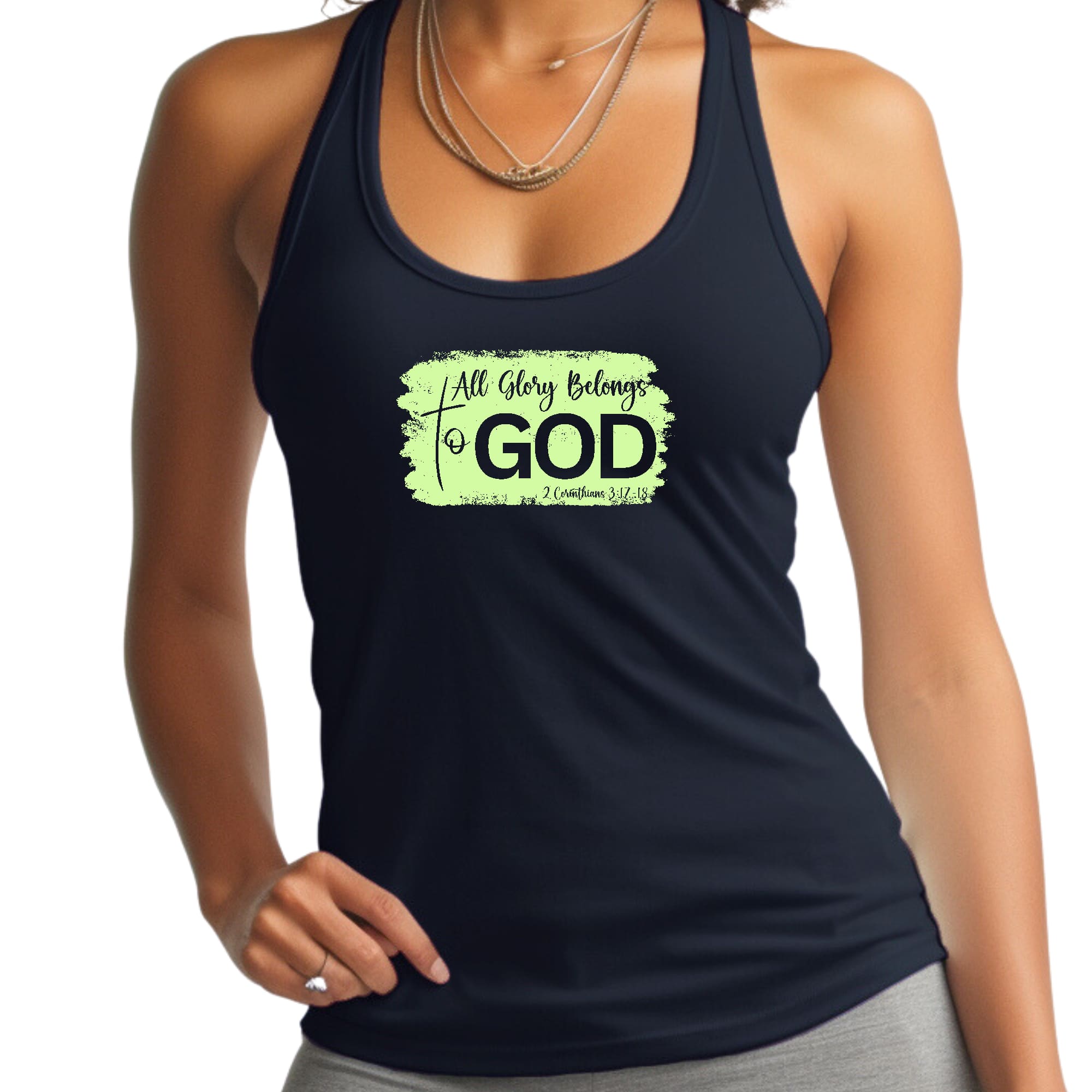 Womens Fitness Tank Top Graphic T-shirt, All Glory Belongs to God-2