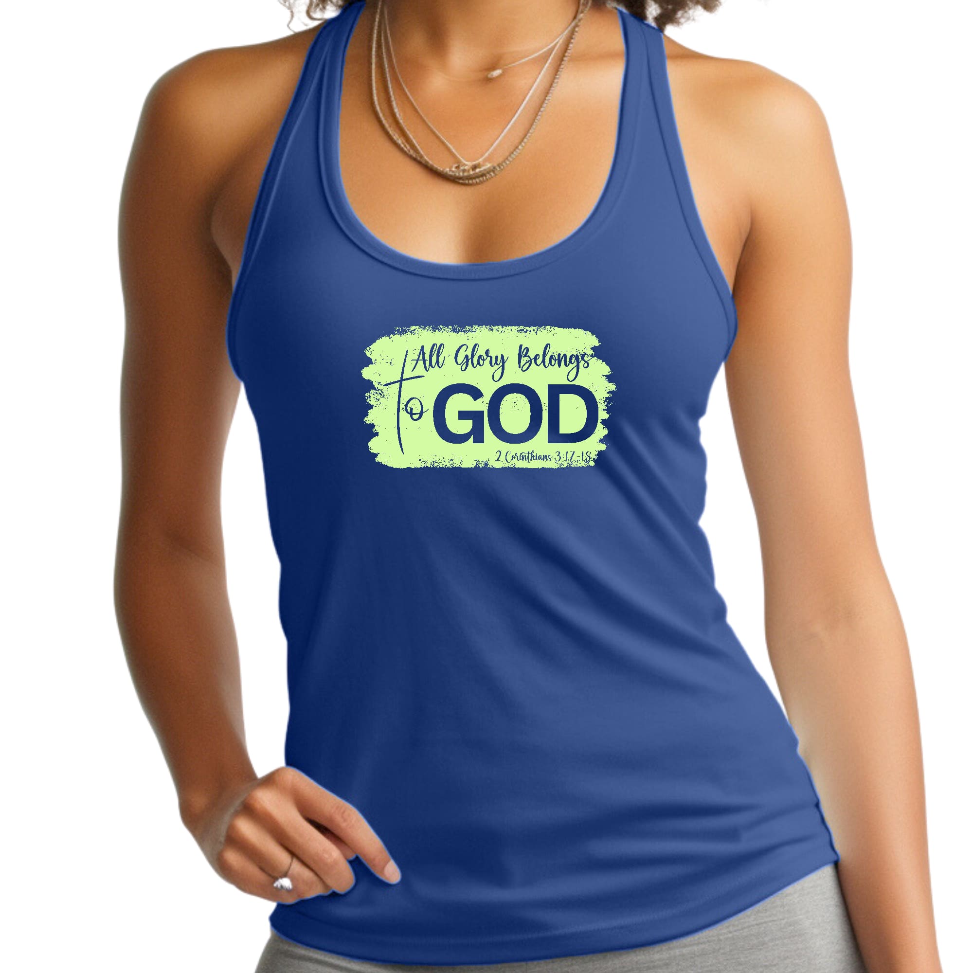 Womens Fitness Tank Top Graphic T-shirt, All Glory Belongs to God-3