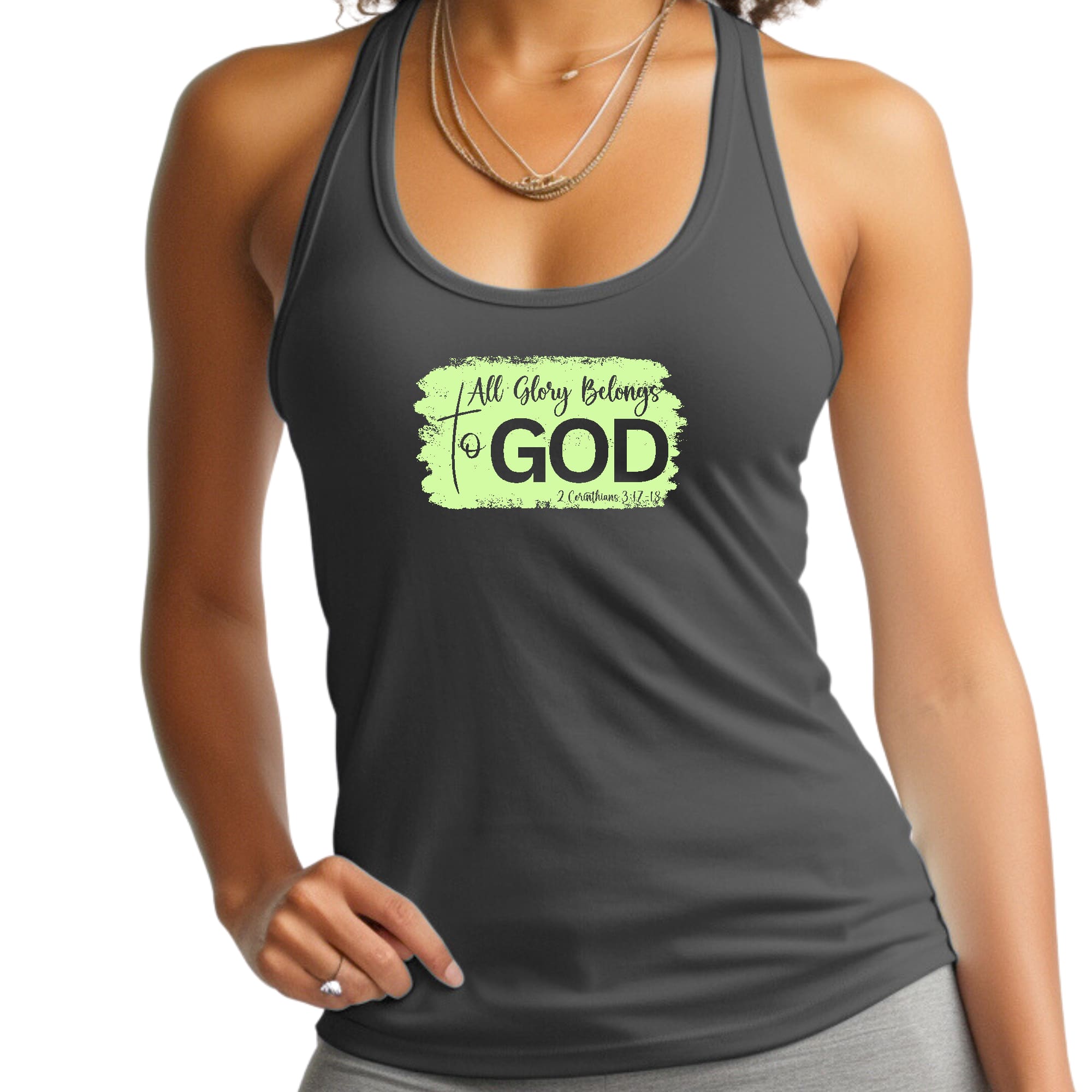 Womens Fitness Tank Top Graphic T-shirt, All Glory Belongs to God-4