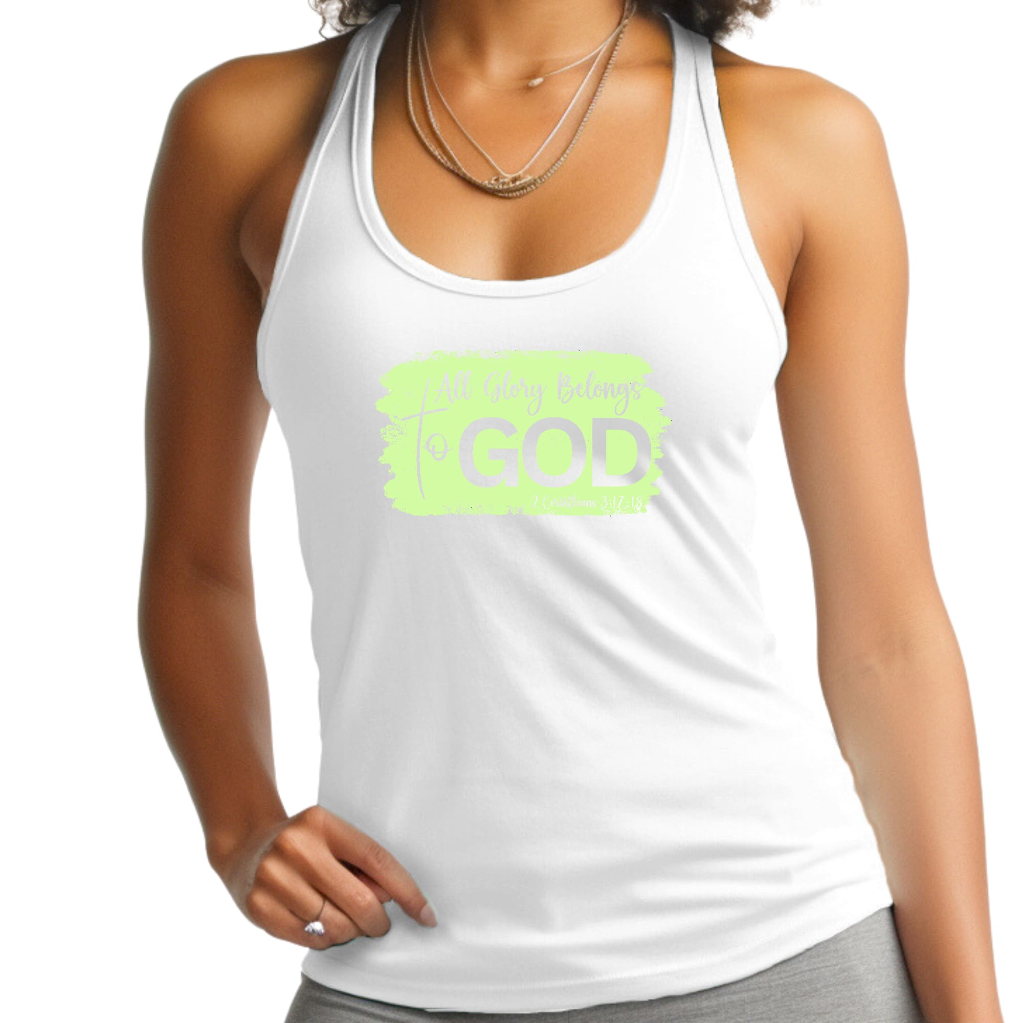 Womens Fitness Tank Top Graphic T-shirt, All Glory Belongs to God-5