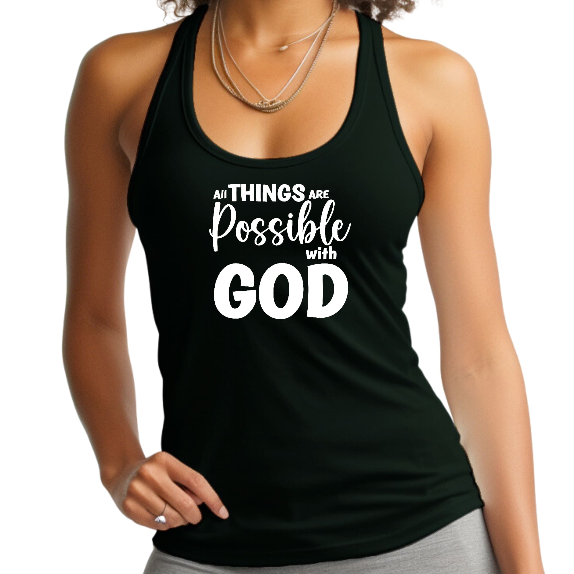 Womens Fitness Tank Top Graphic T-shirt All Things are Possible-0