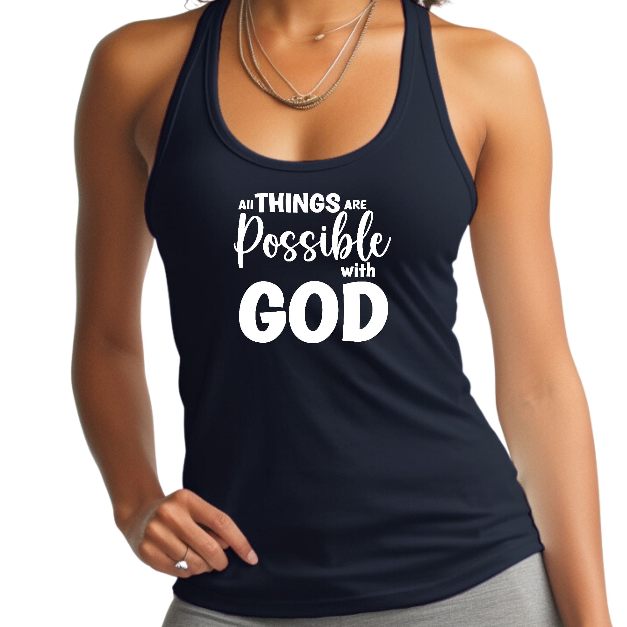 Womens Fitness Tank Top Graphic T-shirt All Things are Possible-2