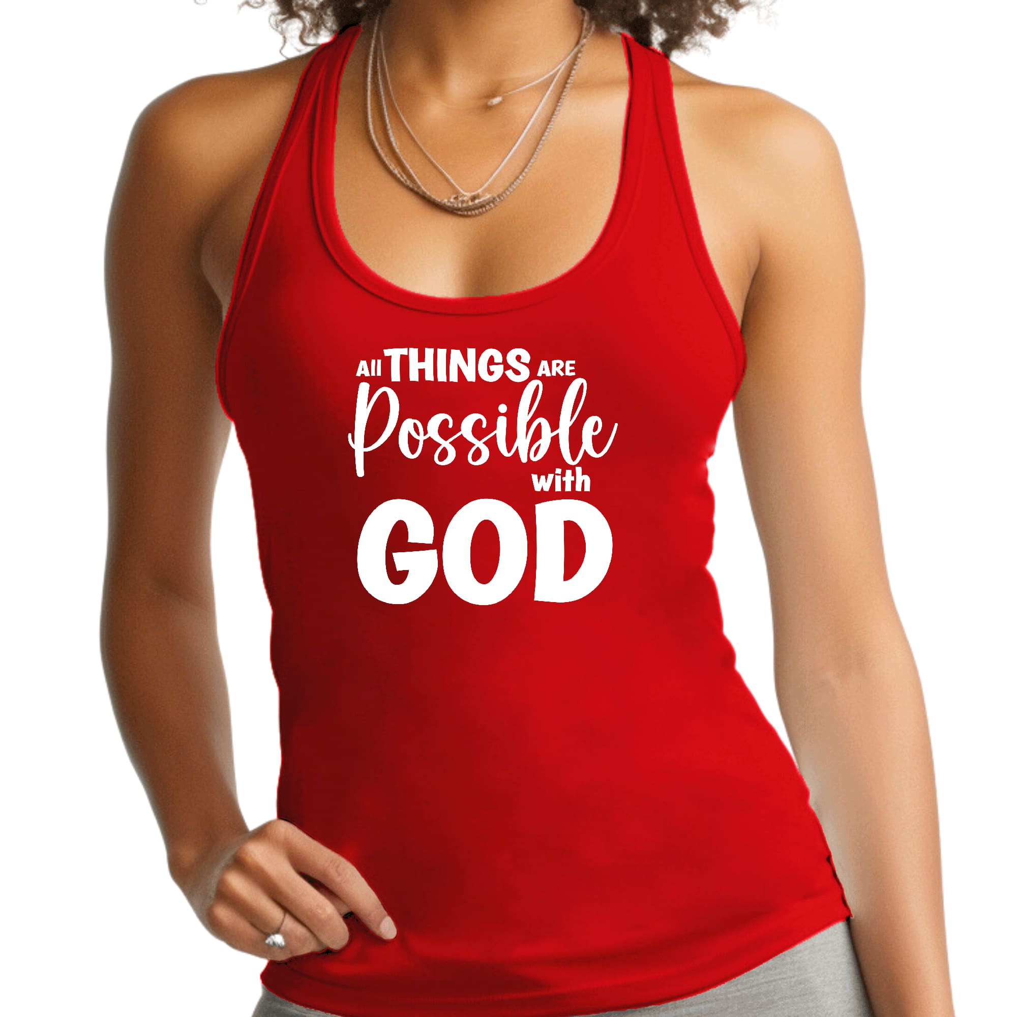 Womens Fitness Tank Top Graphic T-shirt All Things are Possible-1