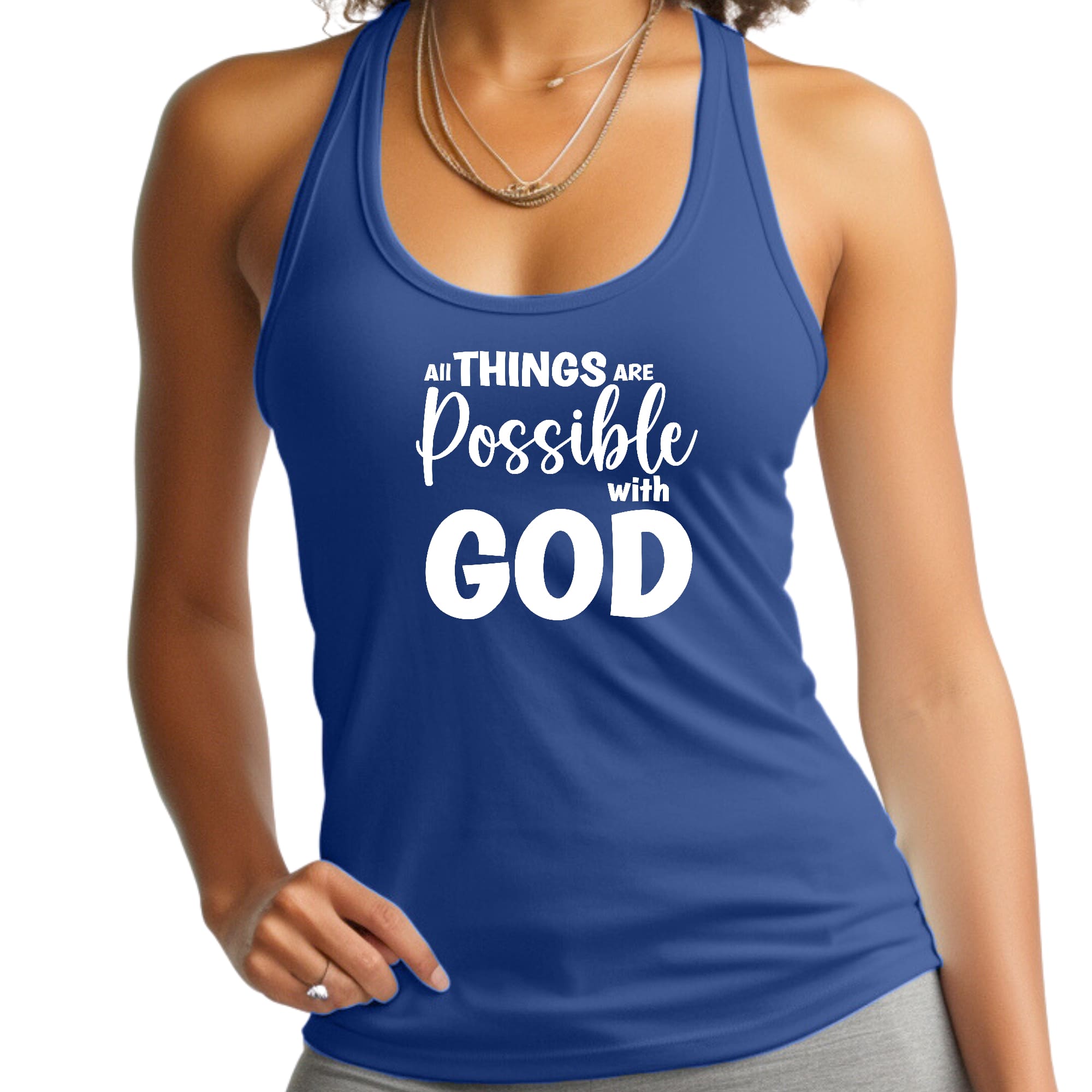 Womens Fitness Tank Top Graphic T-shirt All Things are Possible-3