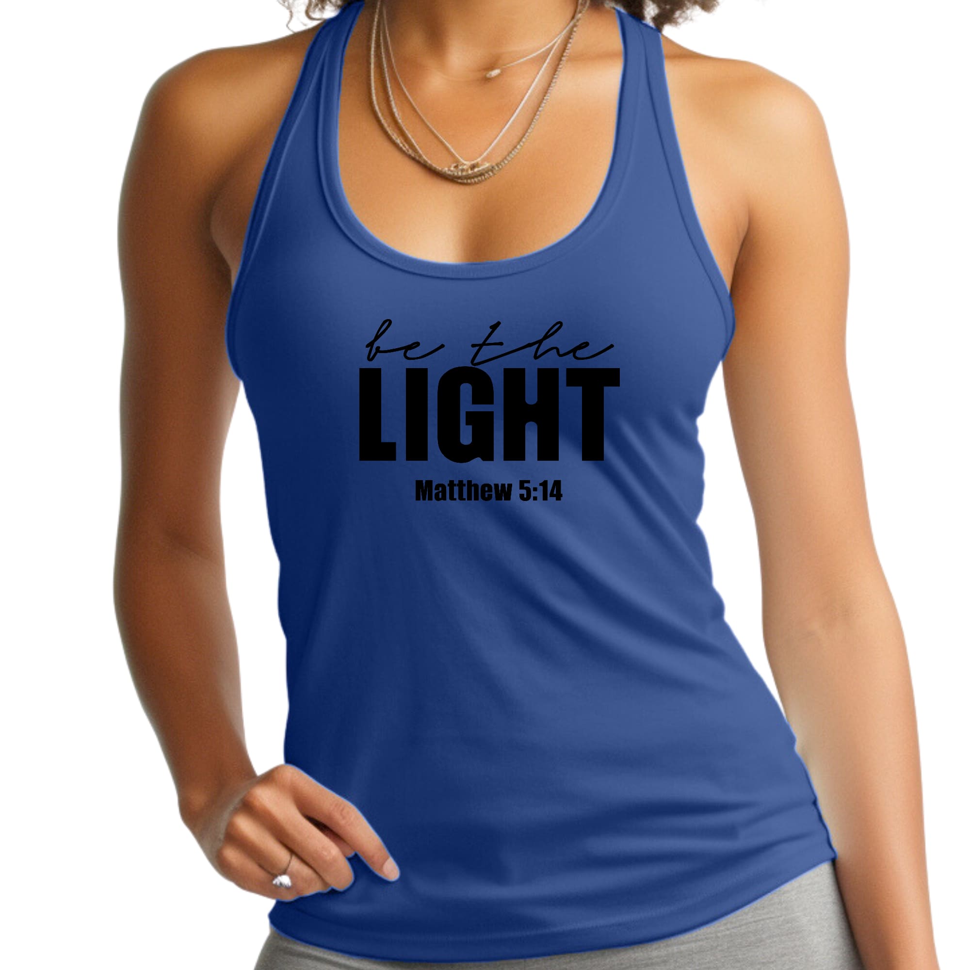 Womens Fitness Tank Top Graphic T-shirt, be the Light Inspirational-2