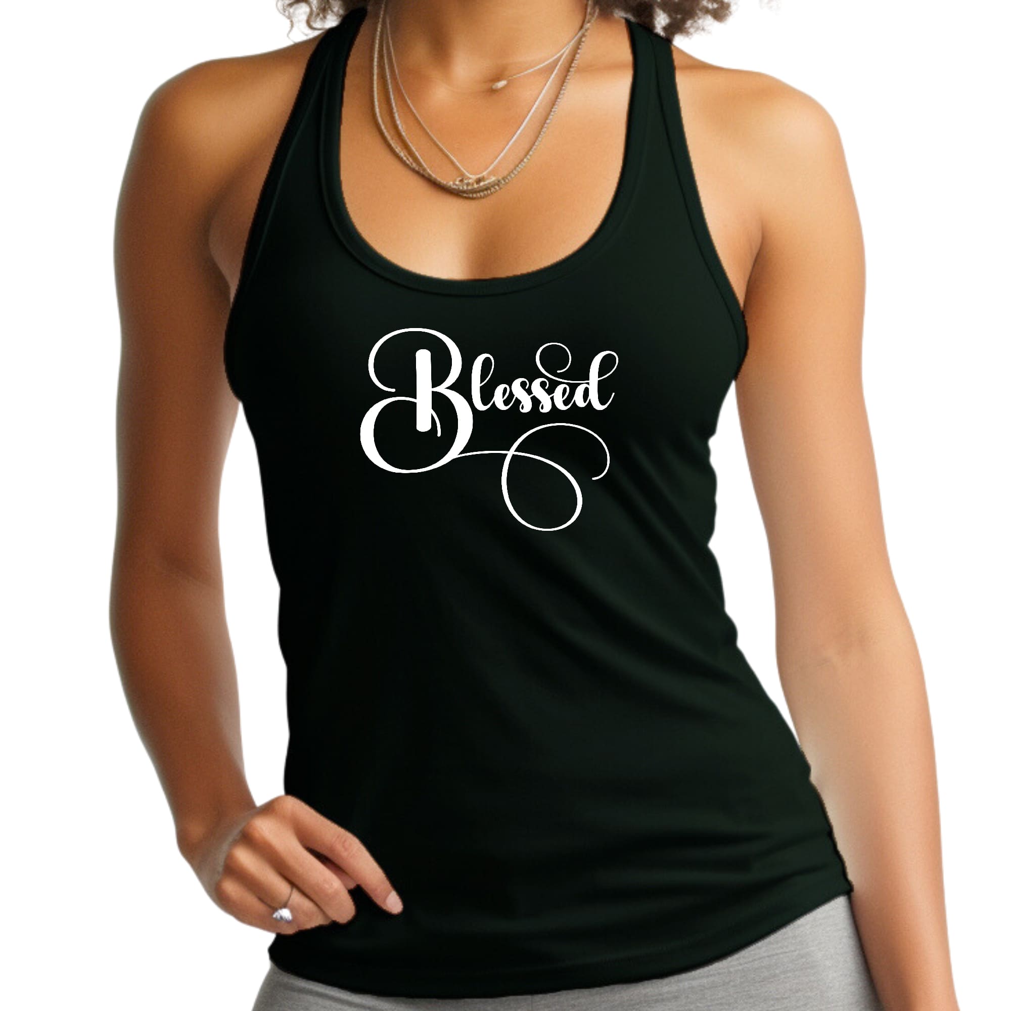 Womens Fitness Tank Top Graphic T-shirt Blessed Graphic Illustration-0