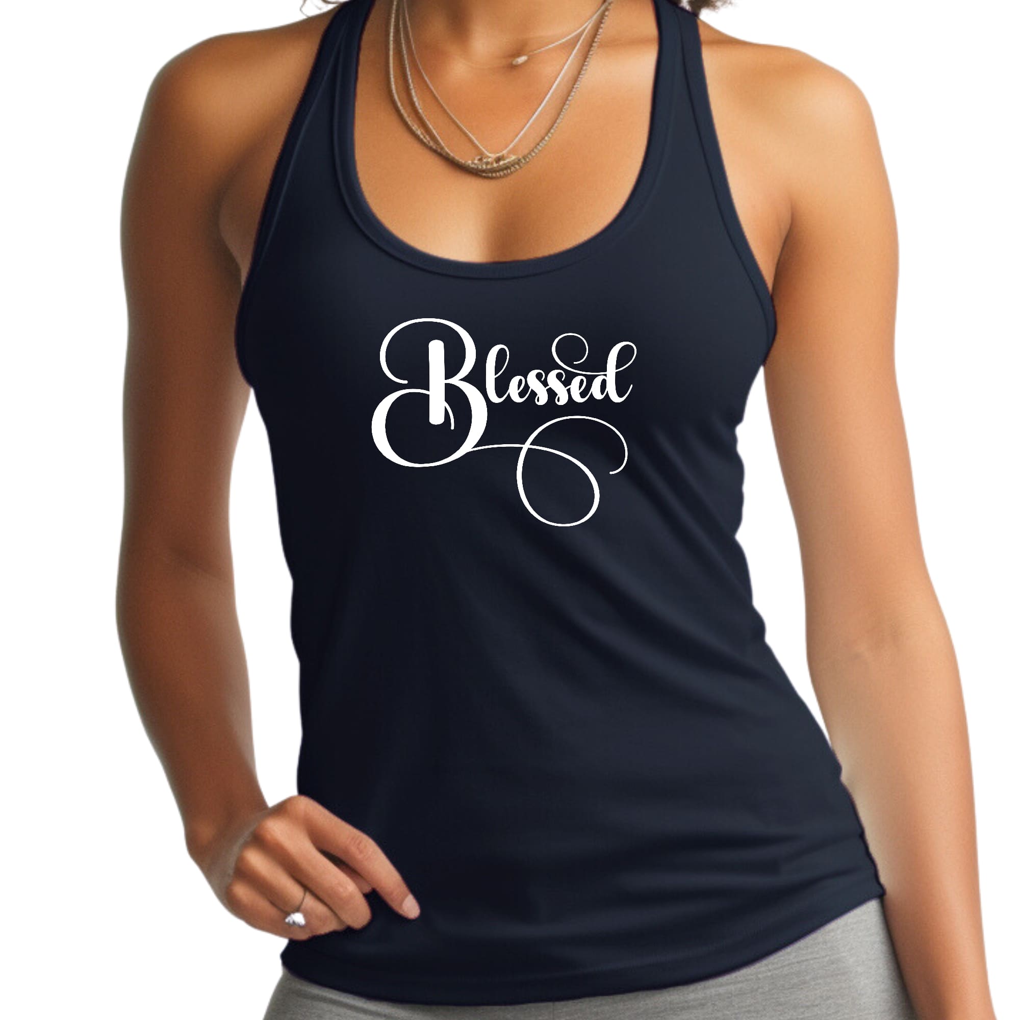 Womens Fitness Tank Top Graphic T-shirt Blessed Graphic Illustration-2