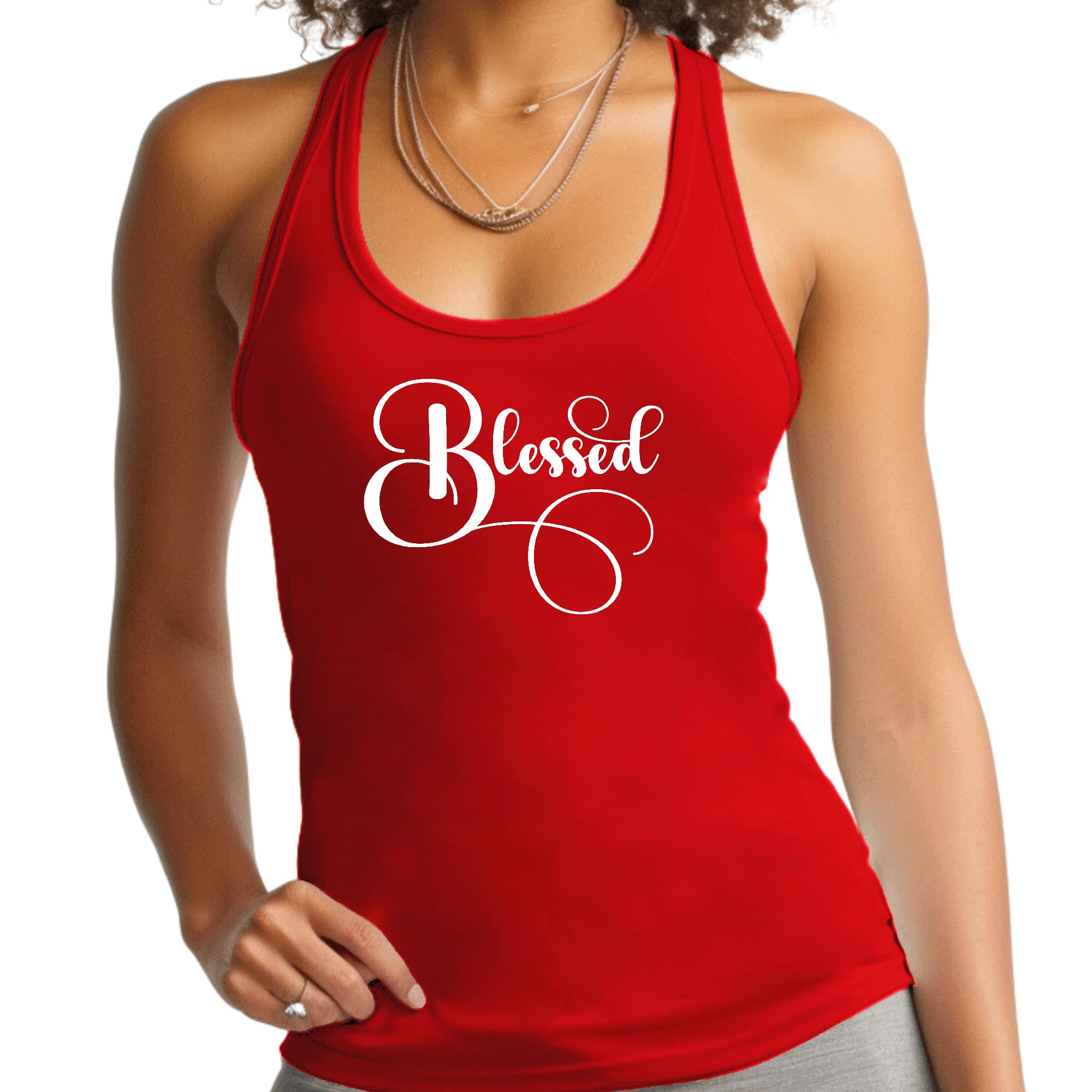 Womens Fitness Tank Top Graphic T-shirt Blessed Graphic Illustration-1