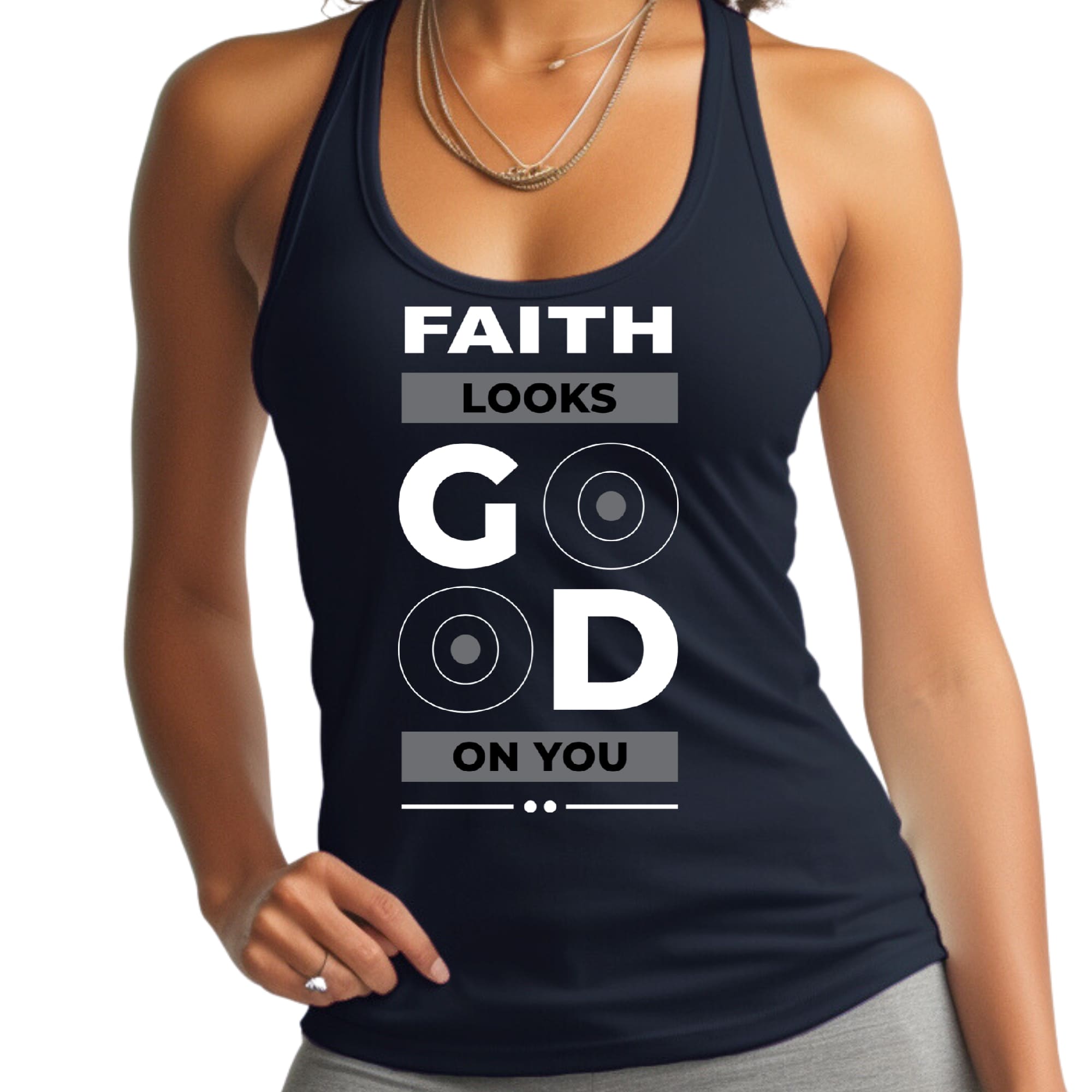 Womens Fitness Tank Top Graphic T-shirt Faith Looks Good-2