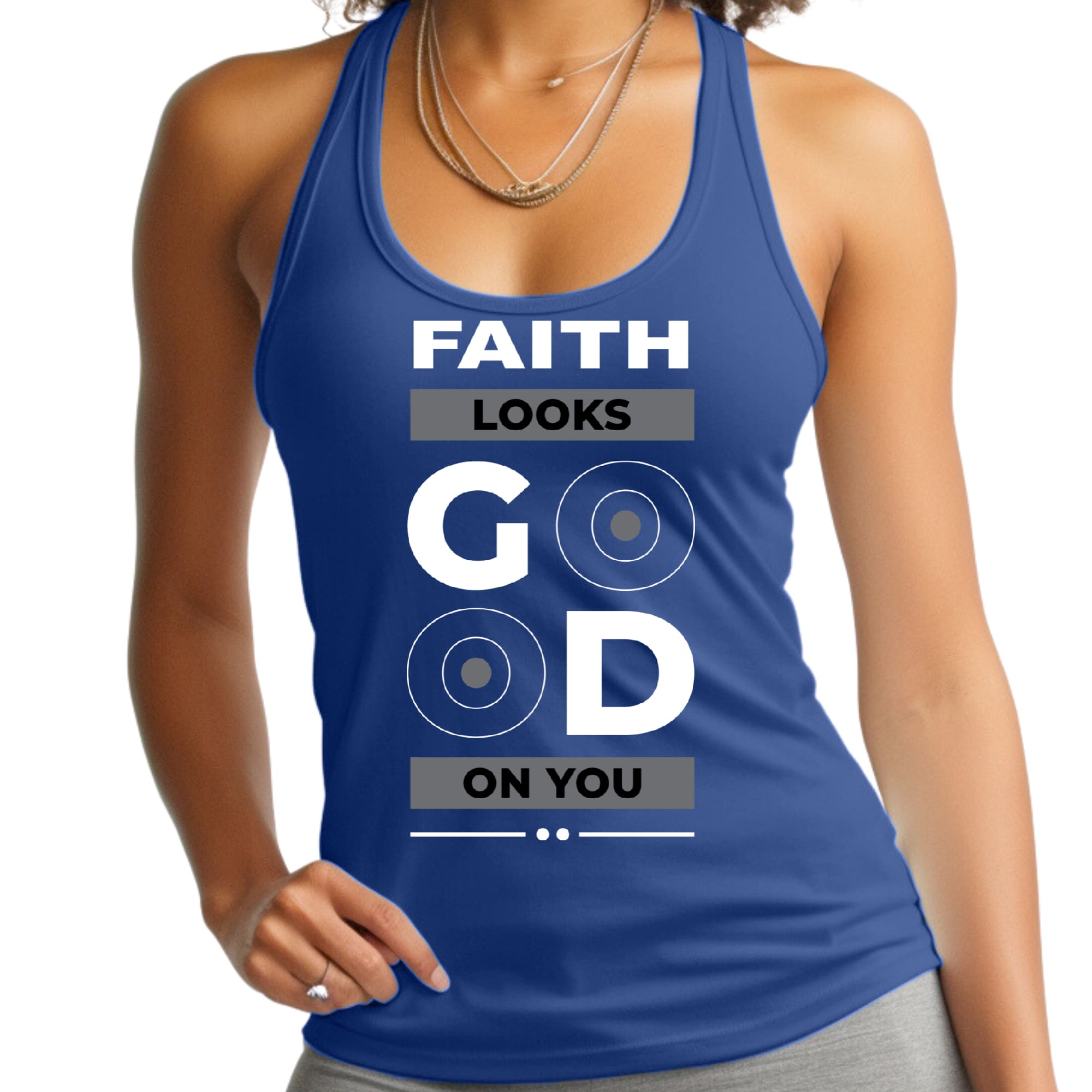 Womens Fitness Tank Top Graphic T-shirt Faith Looks Good-3