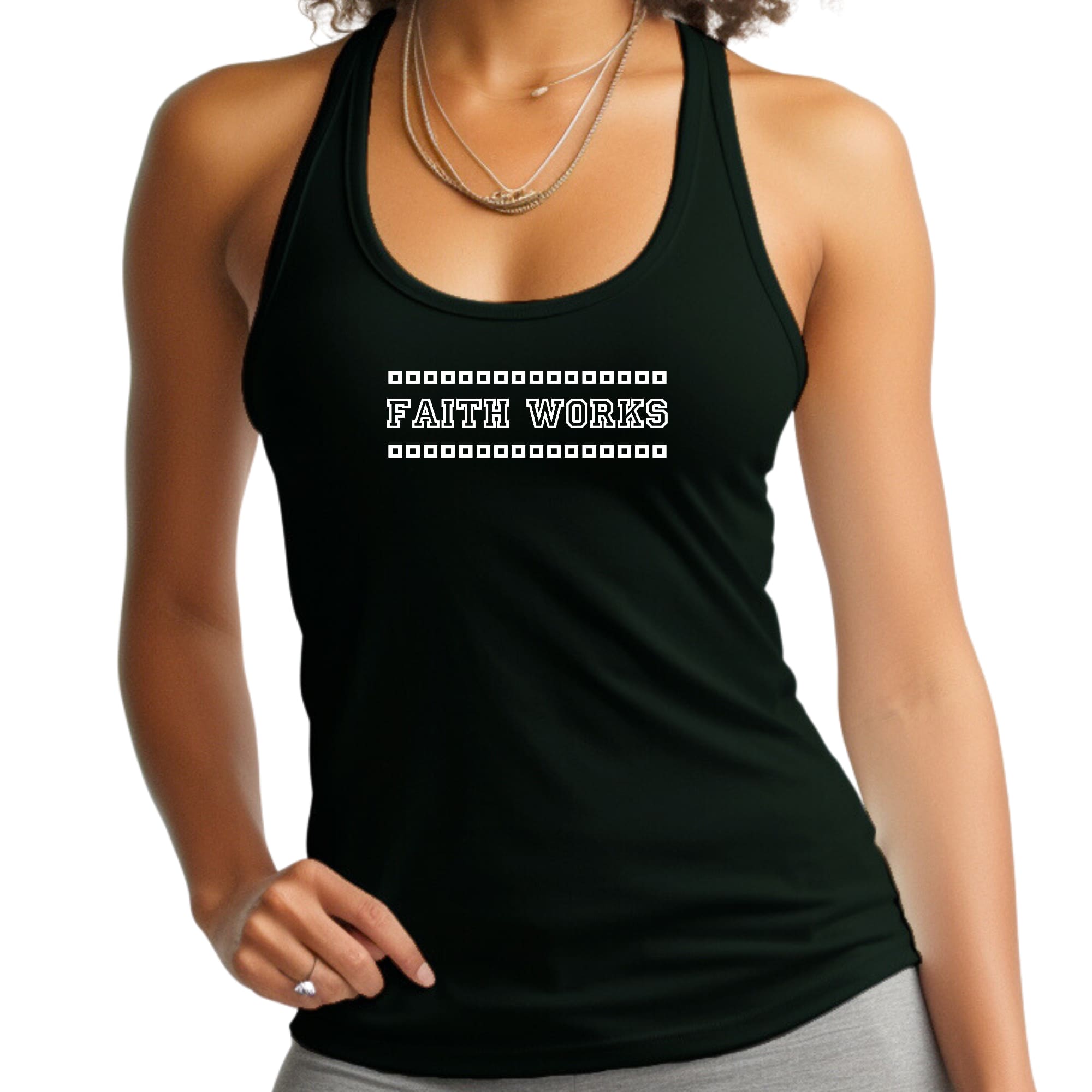 Womens Fitness Tank Top Graphic T-shirt Faith Works-0