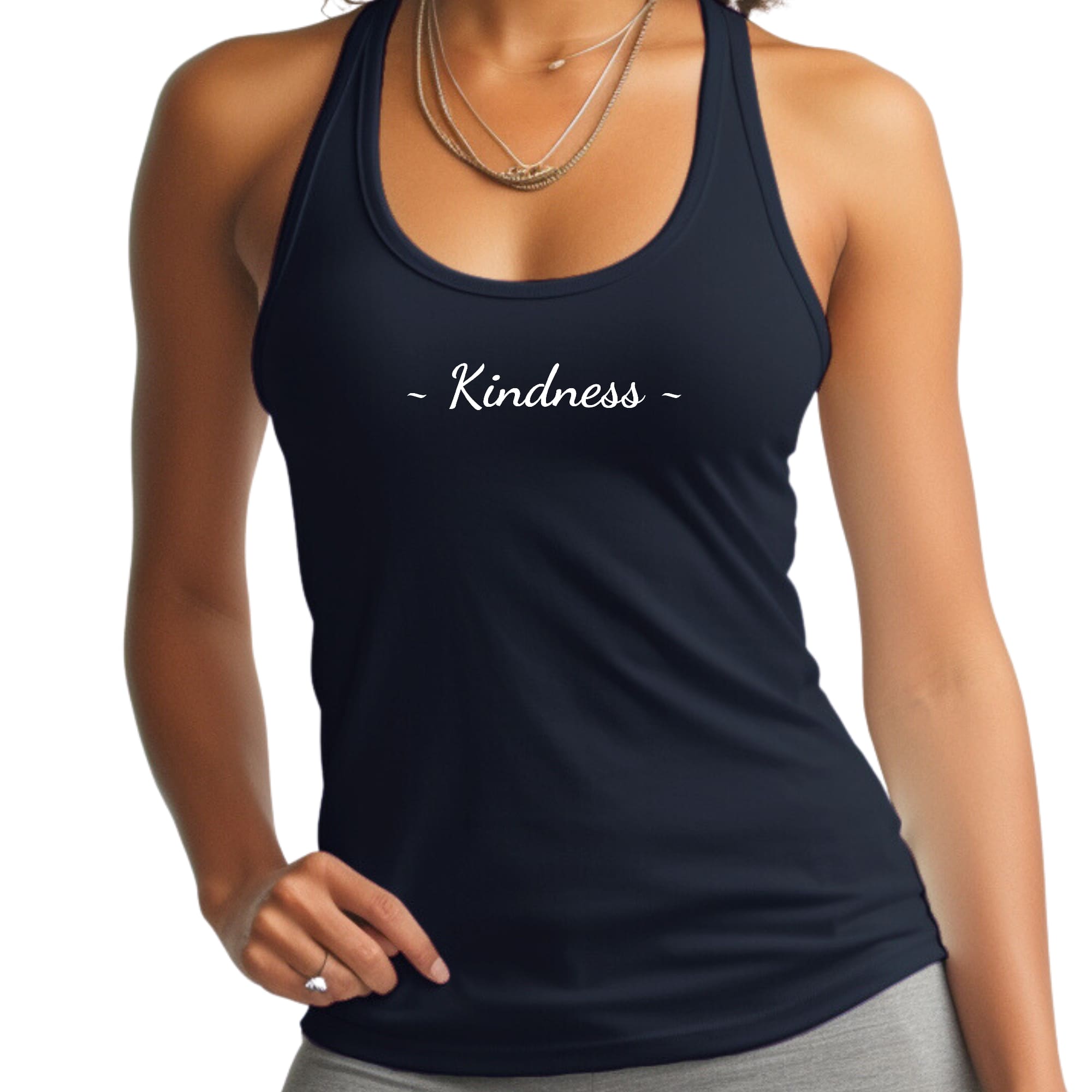 Womens Fitness Tank Top Graphic T-shirt Kindness White Print-2