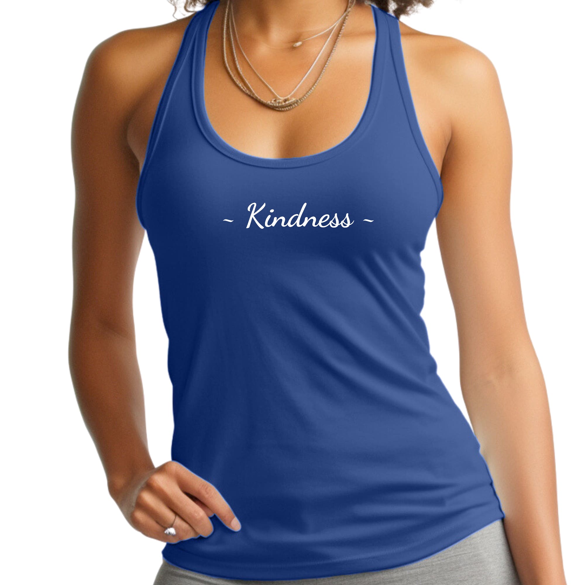 Womens Fitness Tank Top Graphic T-shirt Kindness White Print-3