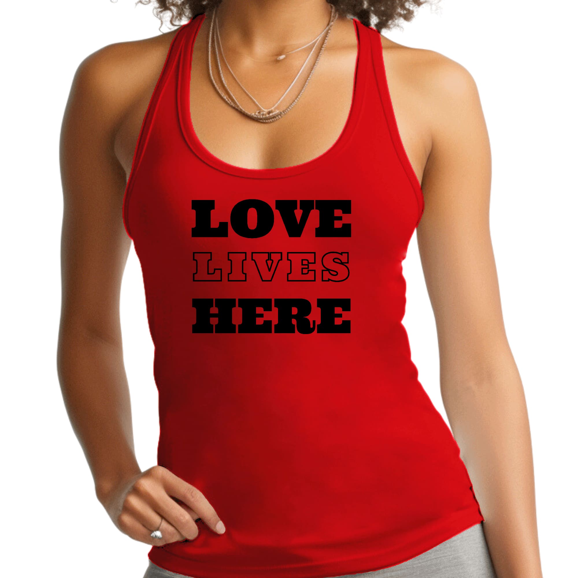 Womens Fitness Tank Top Graphic T-shirt, Love Lives Here-1