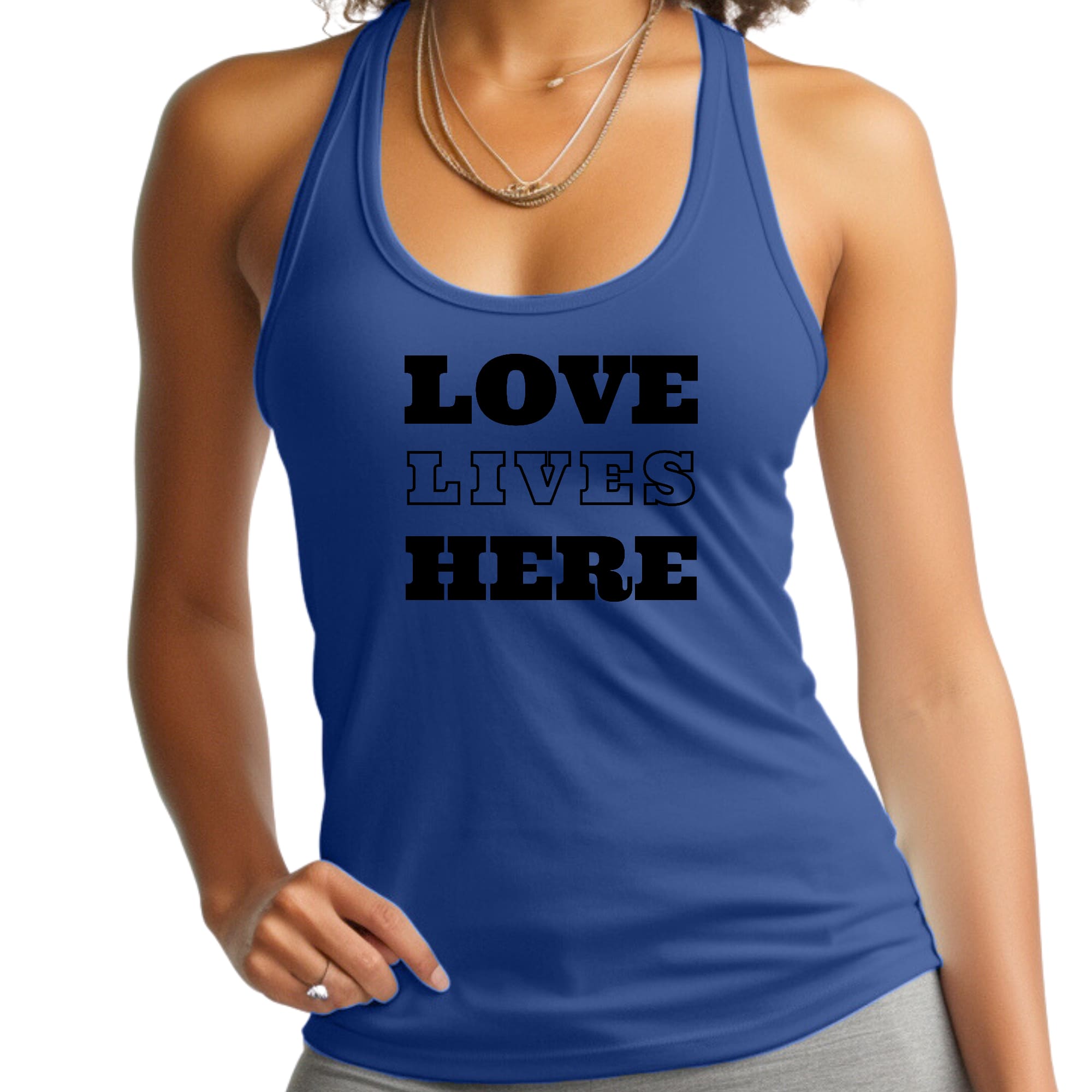 Womens Fitness Tank Top Graphic T-shirt, Love Lives Here-2