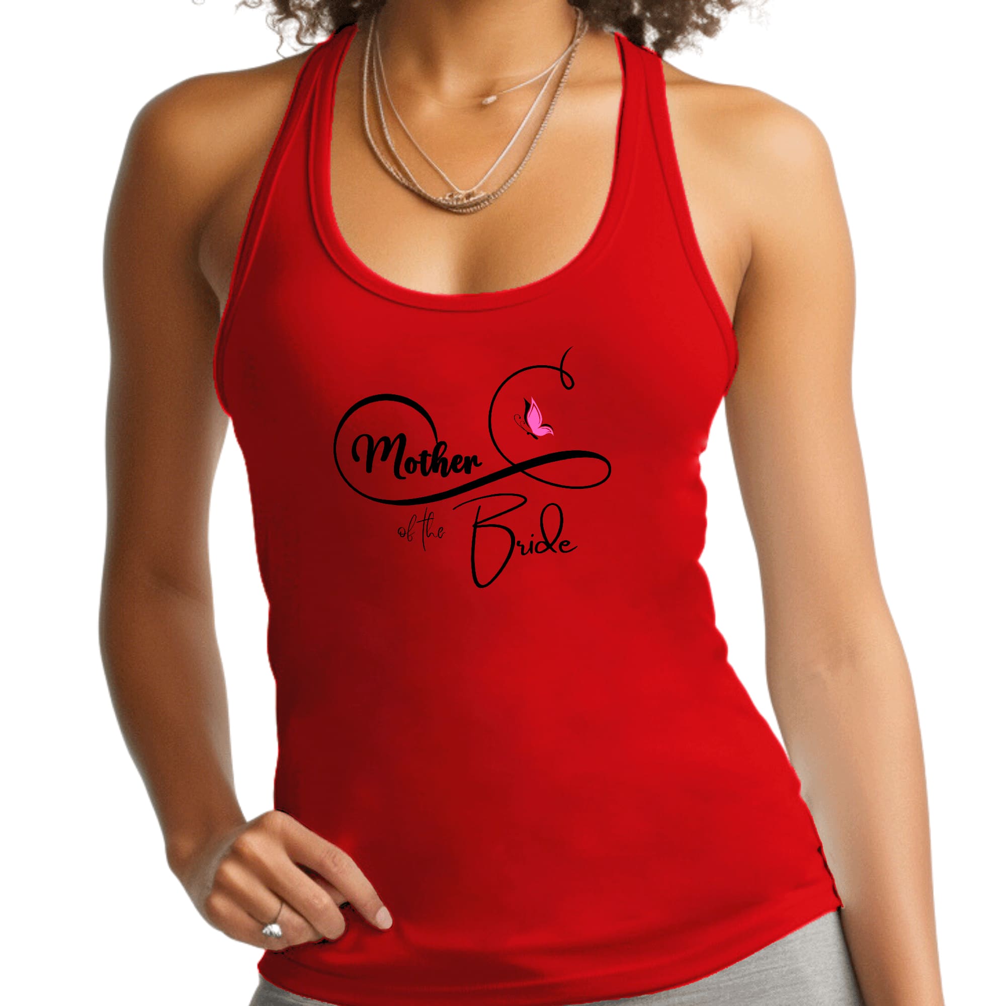 Womens Fitness Tank Top Graphic T-shirt, Mother of the Bride --1