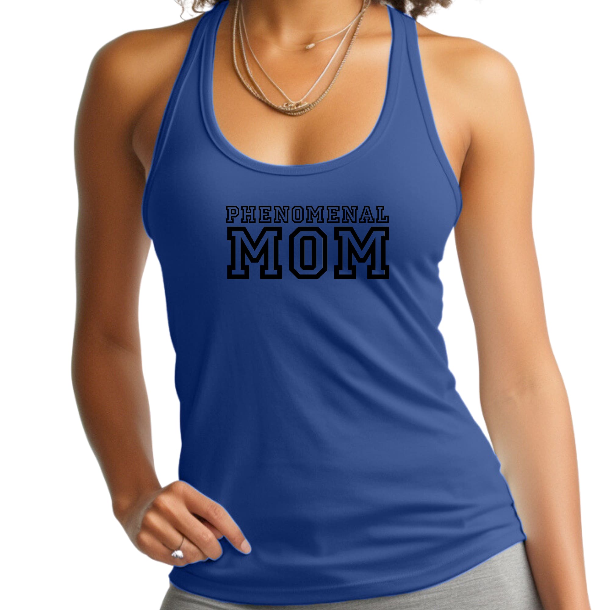 Womens Fitness Tank Top Graphic T-shirt, Phenomenal Mom Print-2