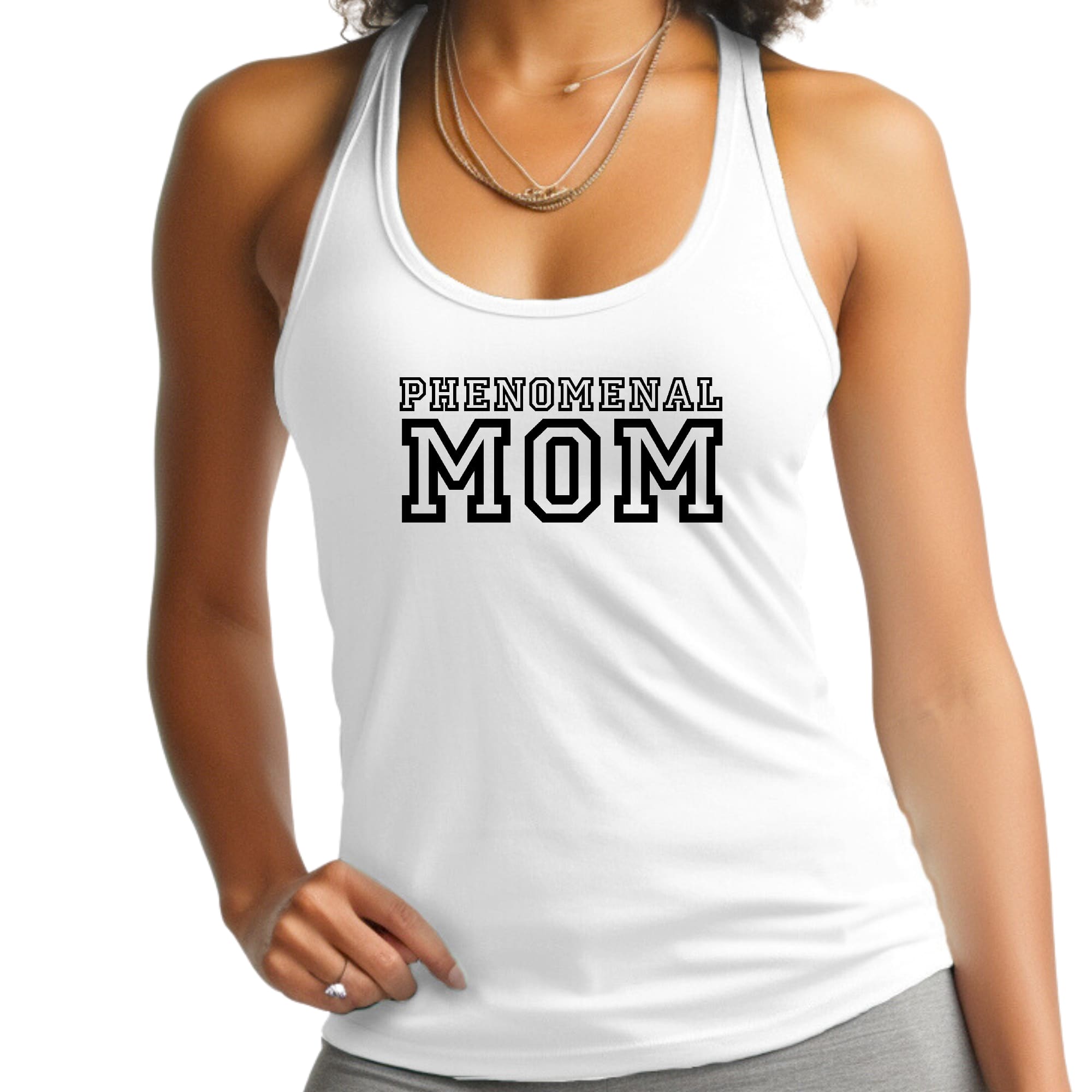 Womens Fitness Tank Top Graphic T-shirt, Phenomenal Mom Print-0