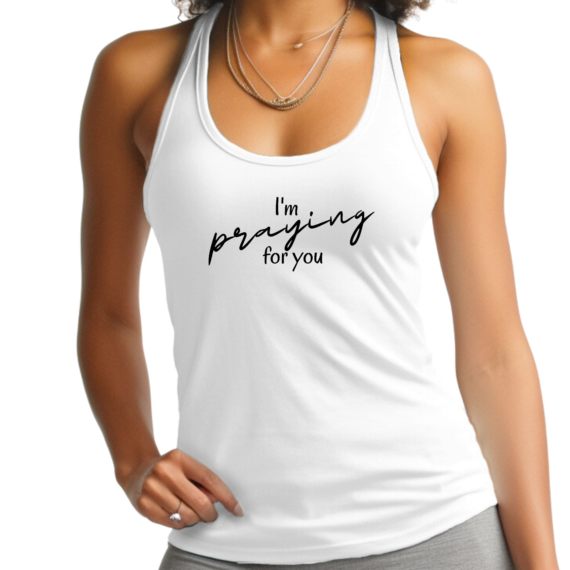 Womens Fitness Tank Top Graphic T-shirt, Say it Soul, I'm Praying-0