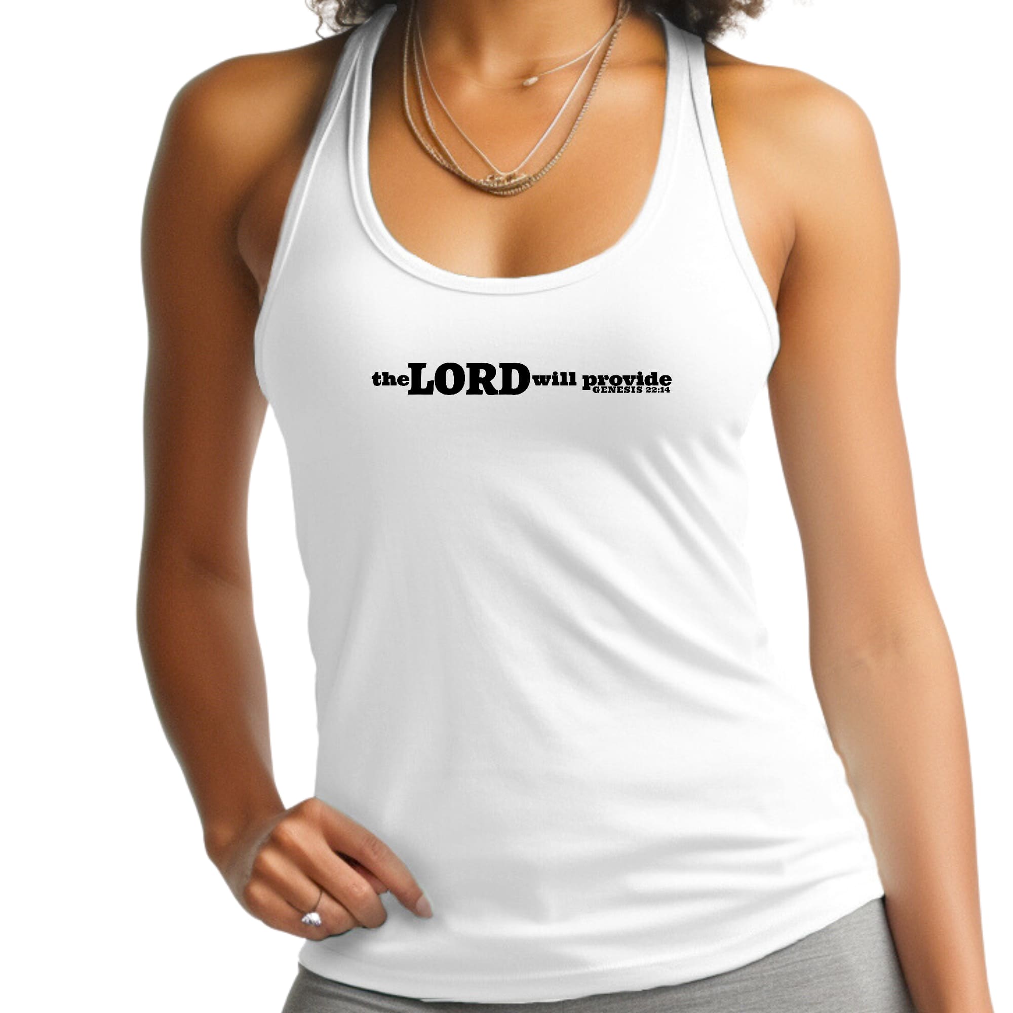 Womens Fitness Tank Top Graphic T-shirt, the Lord will Provide Print-0