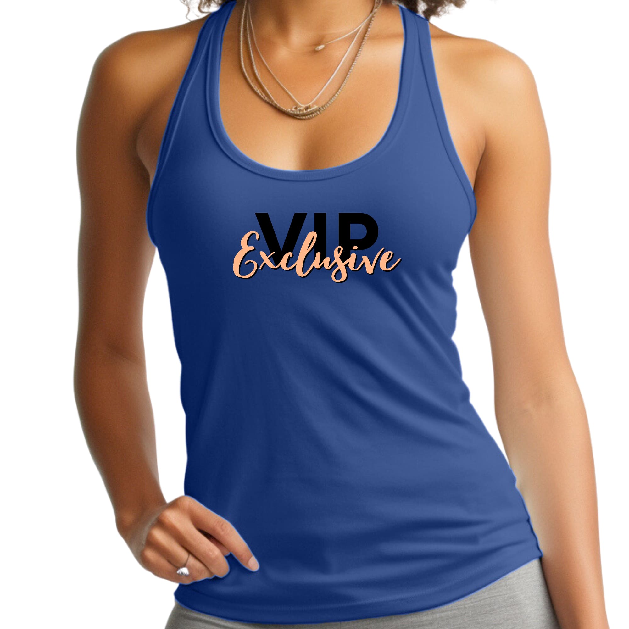 Womens Fitness Tank Top Graphic T-shirt, Vip Exclusive Black-2