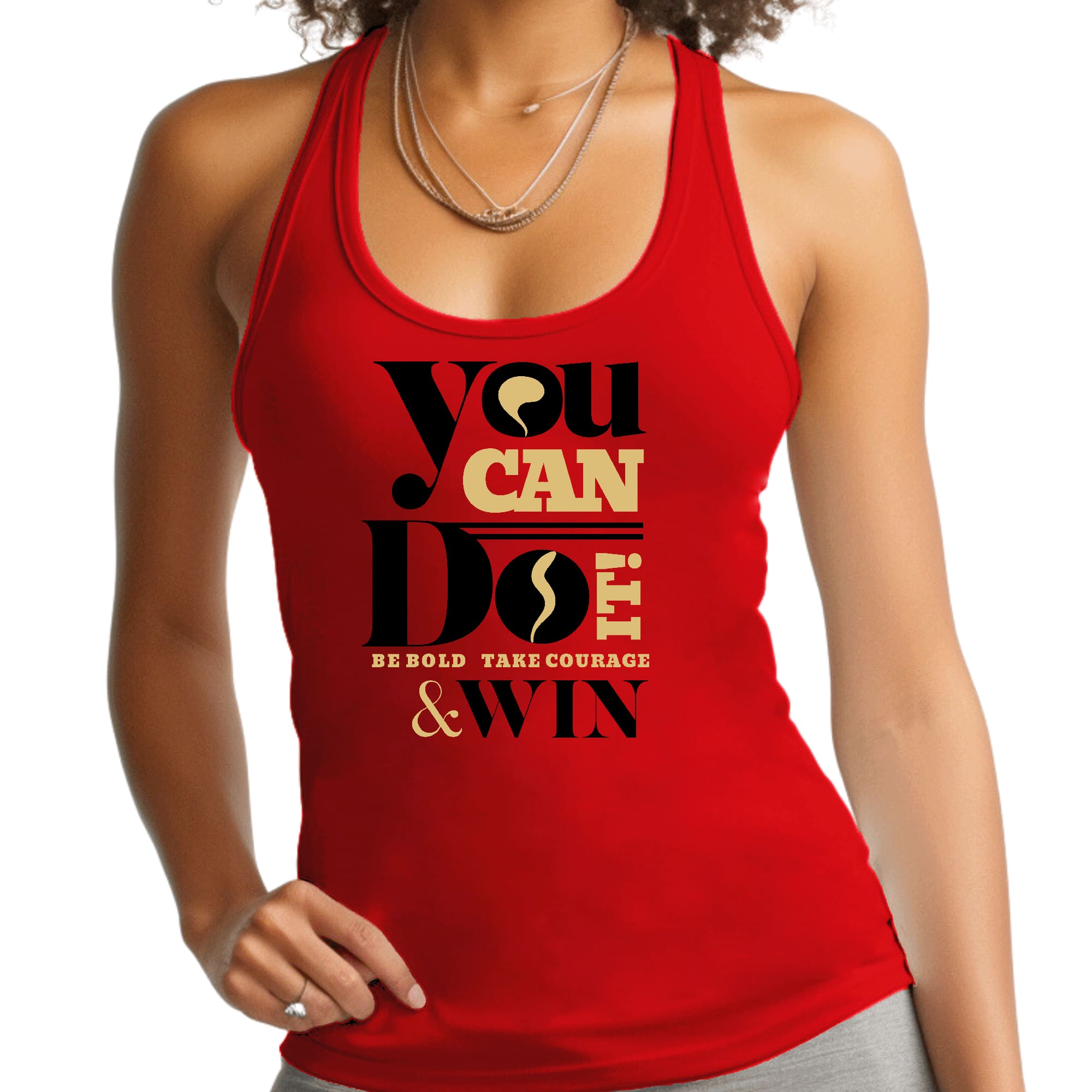 Womens Fitness Tank Top Graphic T-shirt, you can do it be Bold Take-1