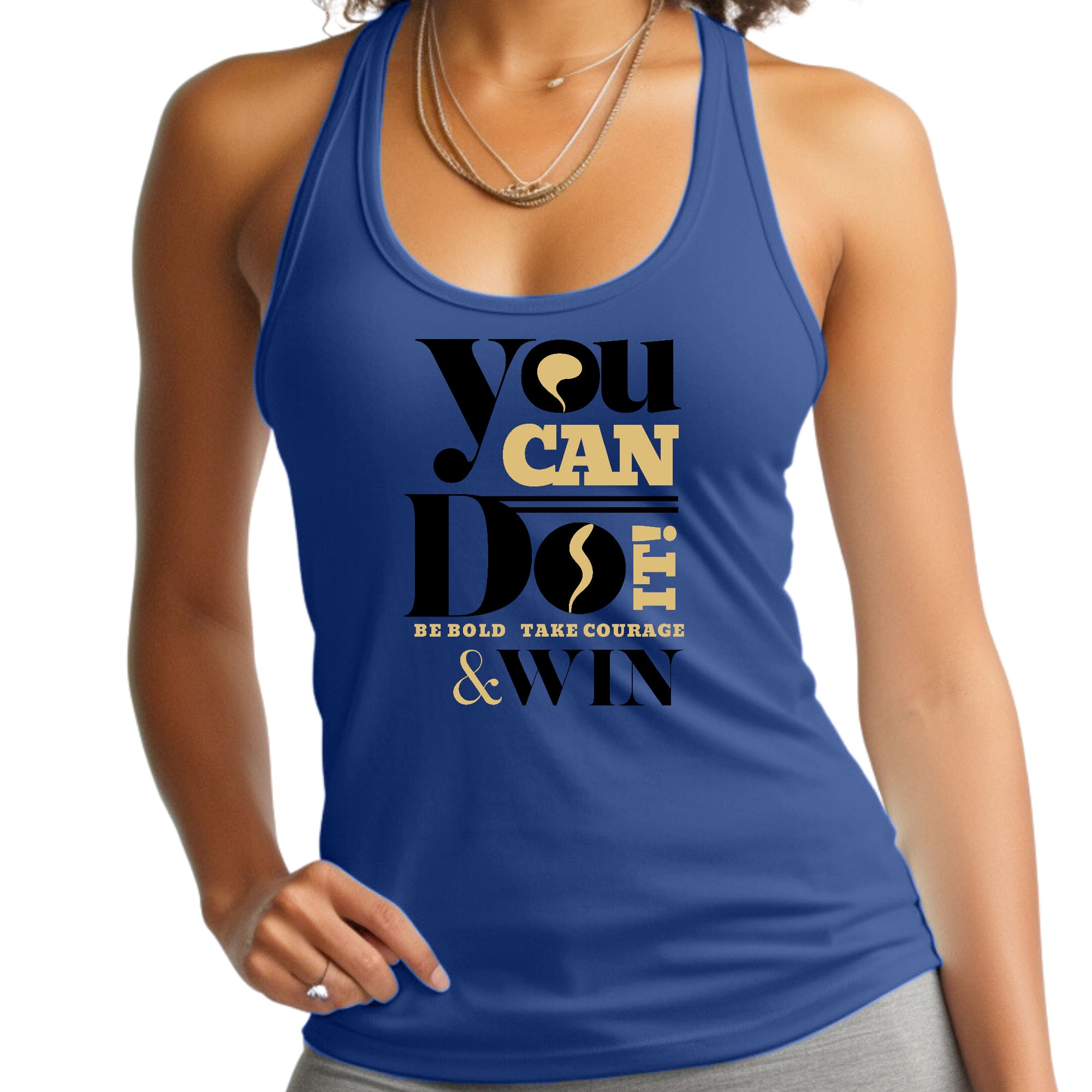 Womens Fitness Tank Top Graphic T-shirt, you can do it be Bold Take-2