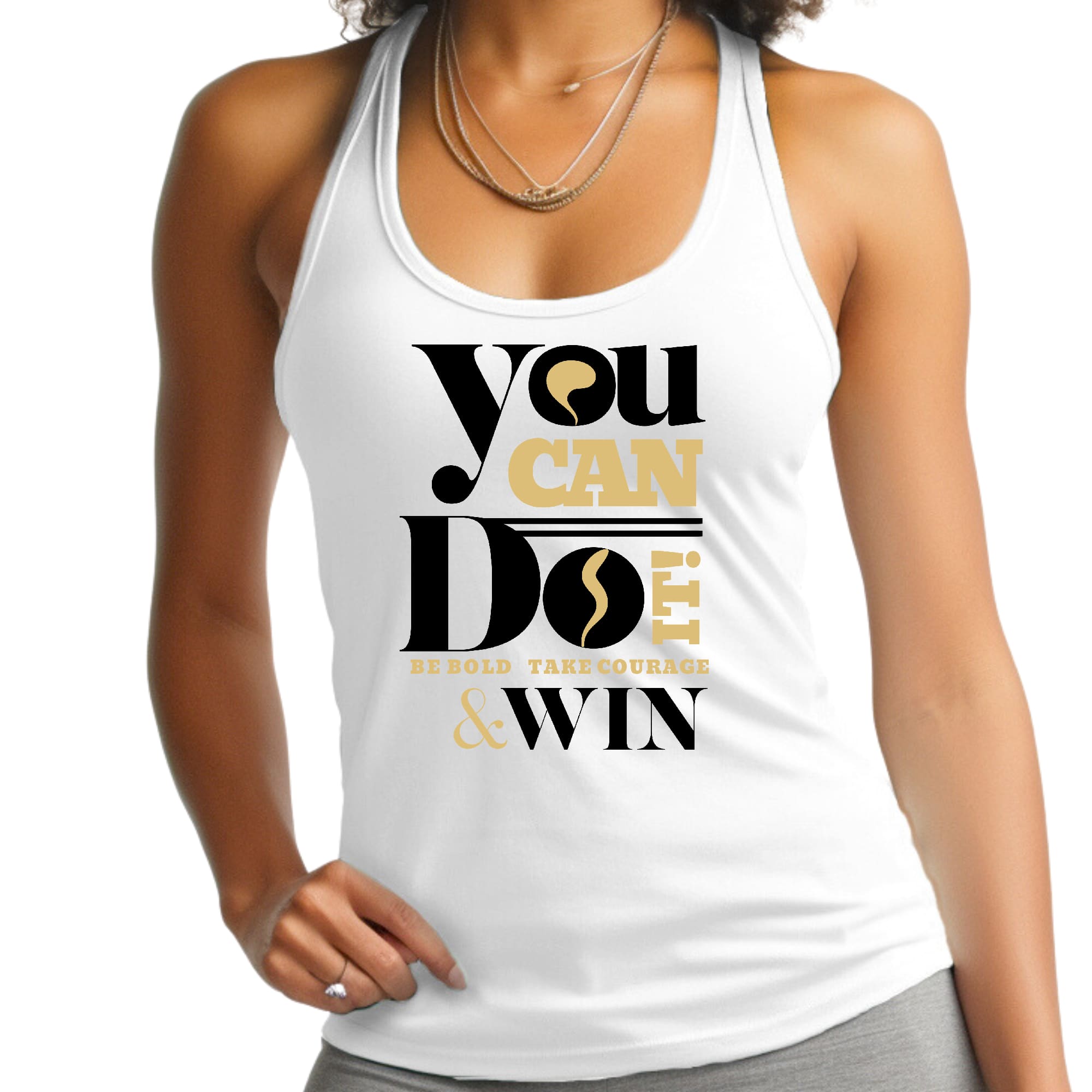 Womens Fitness Tank Top Graphic T-shirt, you can do it be Bold Take-0